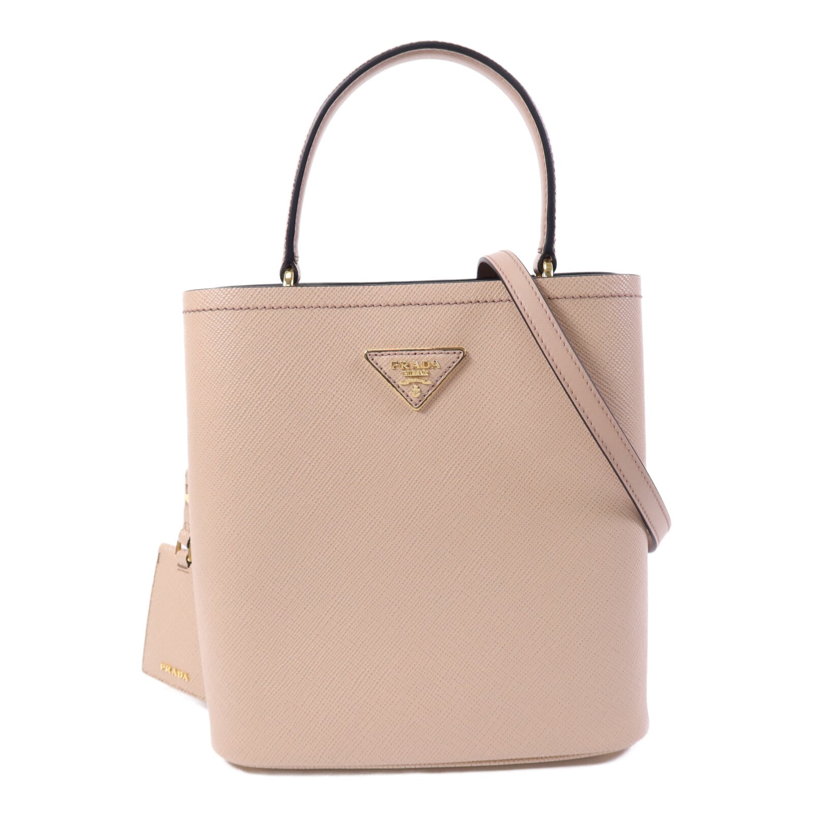 PRADA Saffiano皮革Panier金扣手挽肩背兩用袋