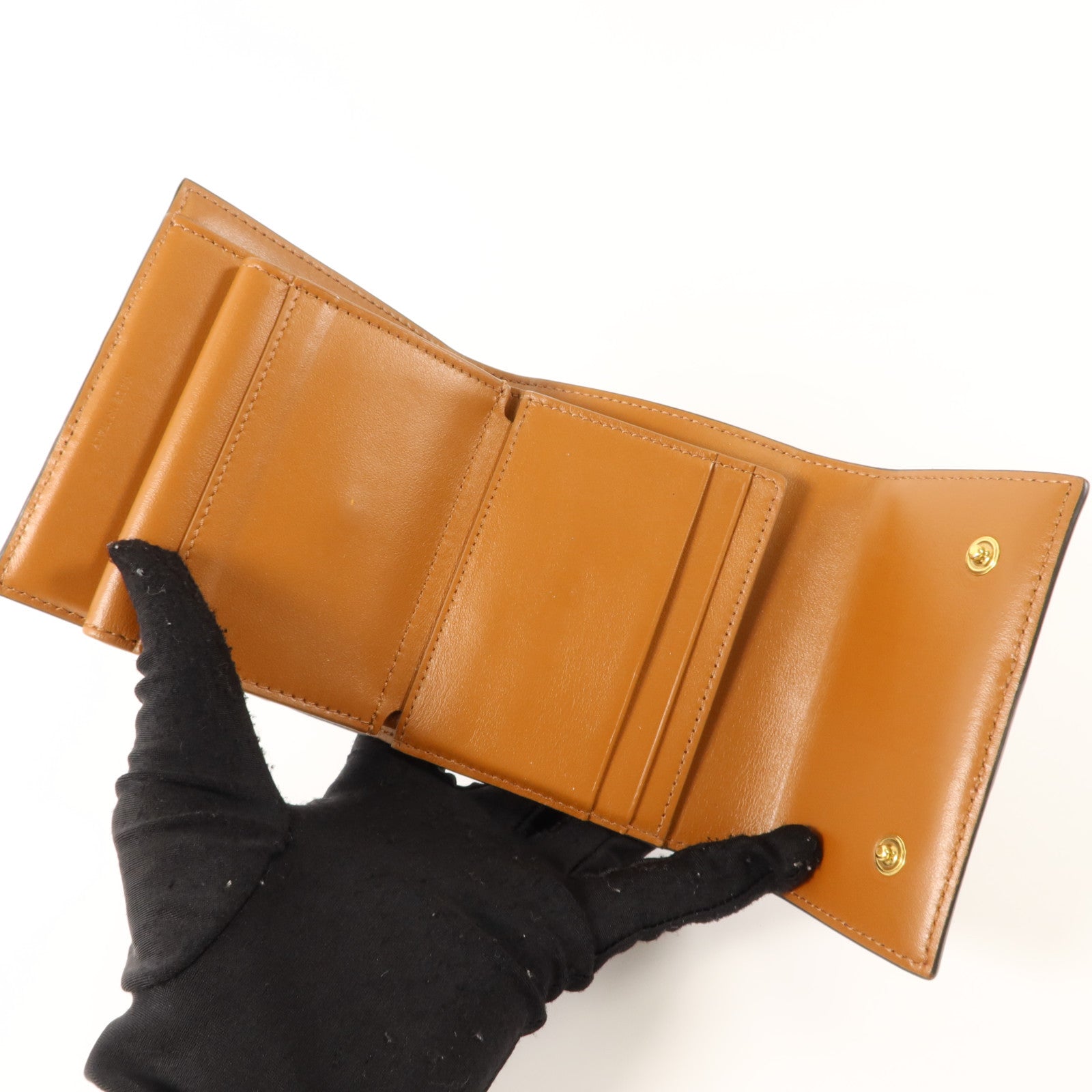 CELINE 塗層帆布Small Trifold Wallet金扣錢包