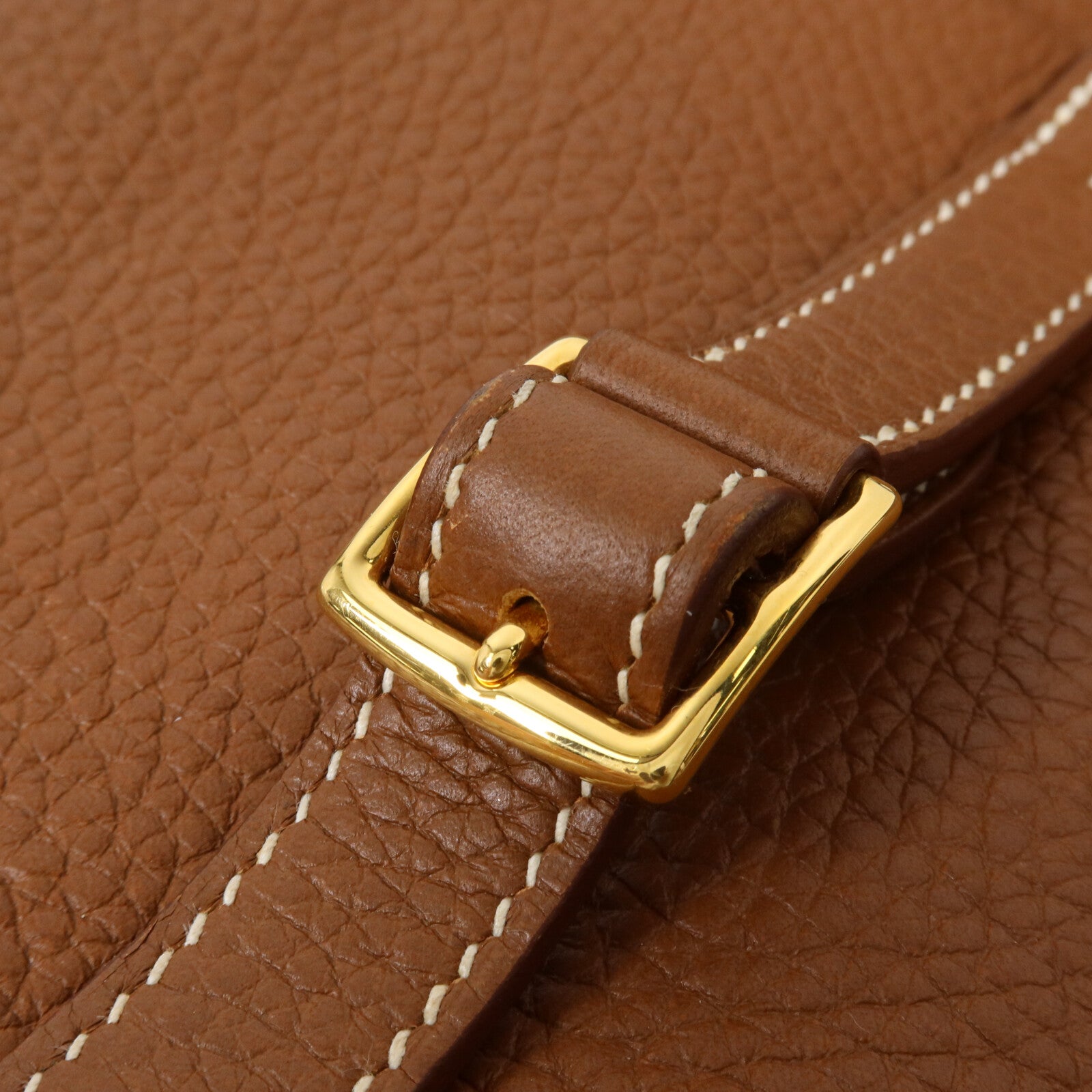 HERMES Clemence皮革Halzan 25手挽肩背兩用袋Gold