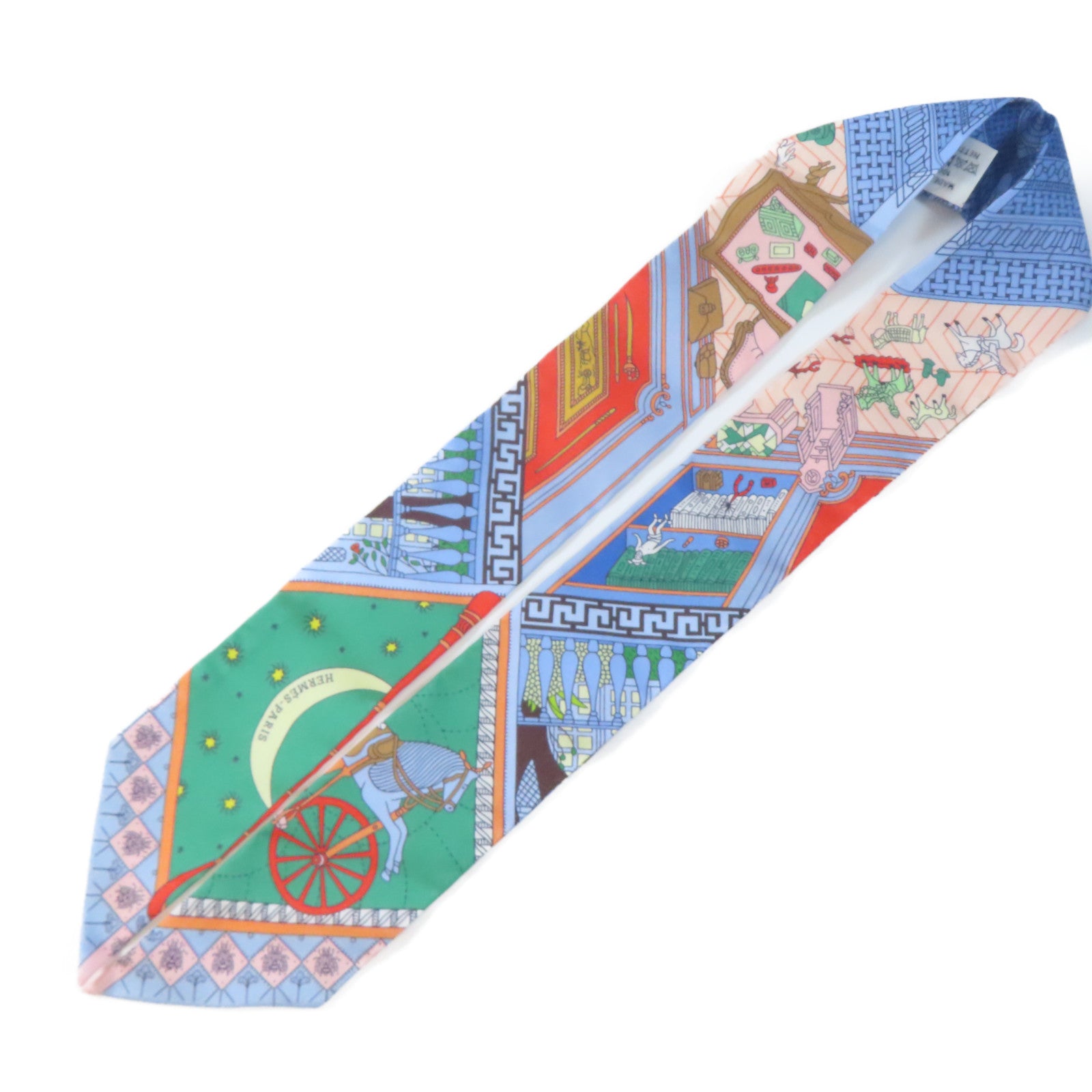 HERMES 絲質Twilly絲巾淺藍色/彩色