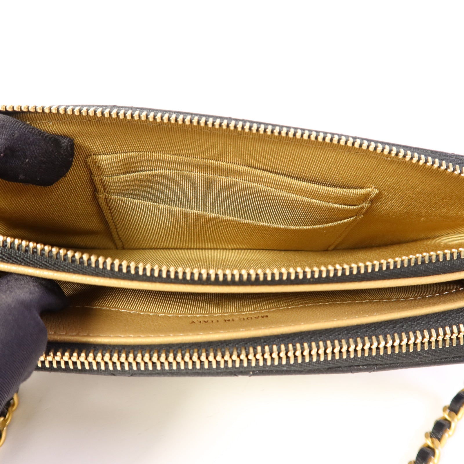 CHANEL 牛皮皮革Wallet On Chain金扣鏈帶肩背袋