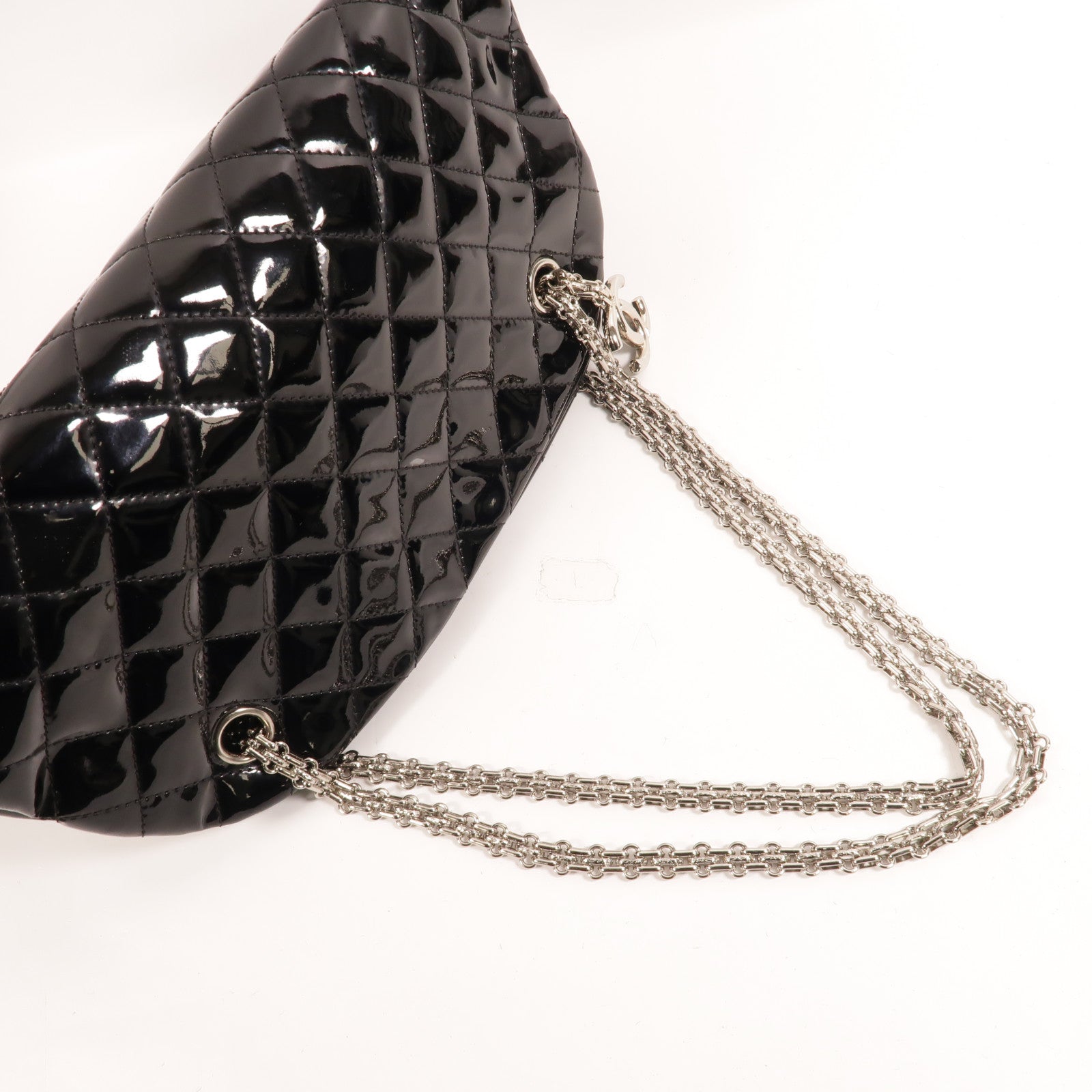 CHANEL 漆皮皮革Mademoiselle Bowling Bag鏈帶肩背袋