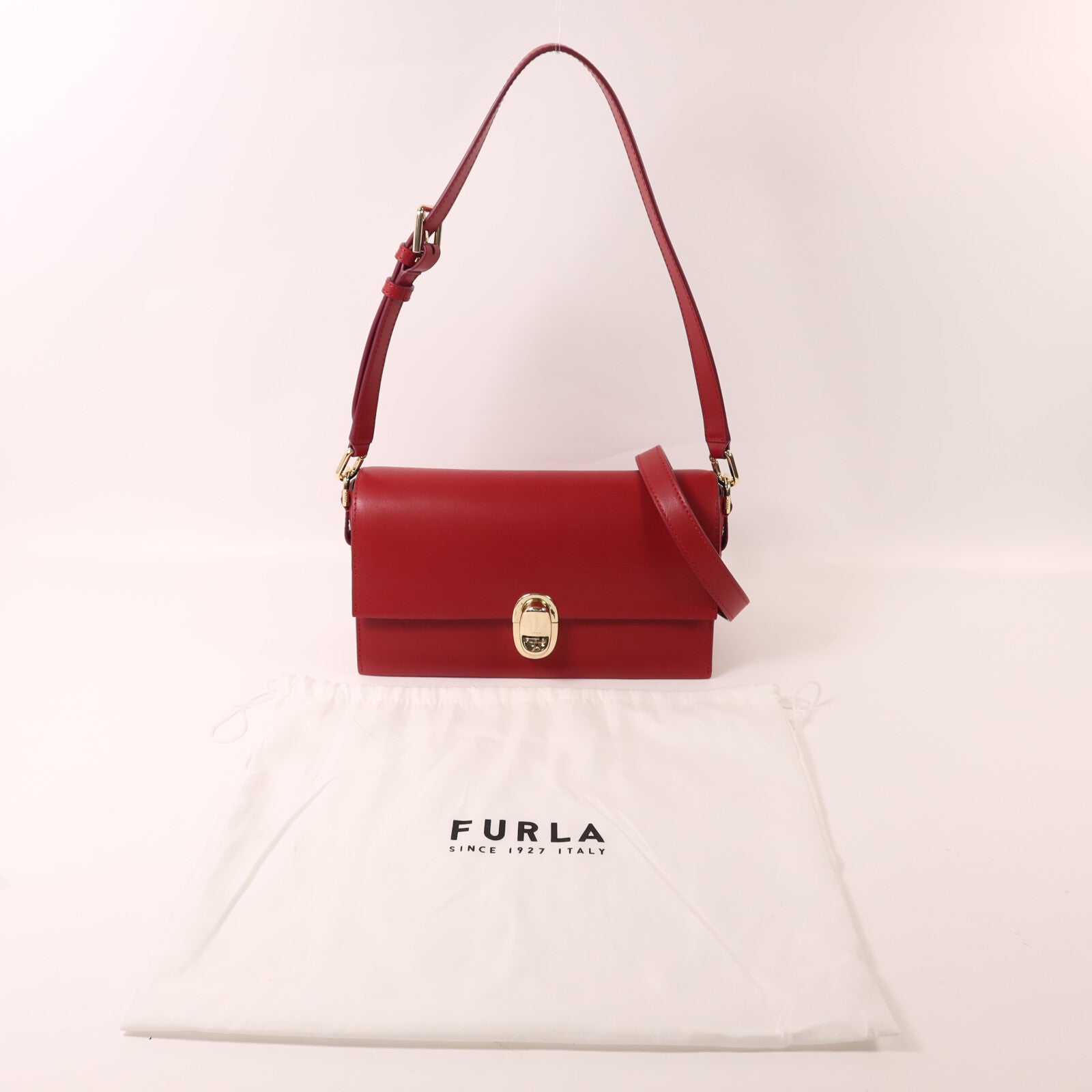 Furla 牛皮皮革Eclisse Crossbady金扣手挽肩背兩用袋