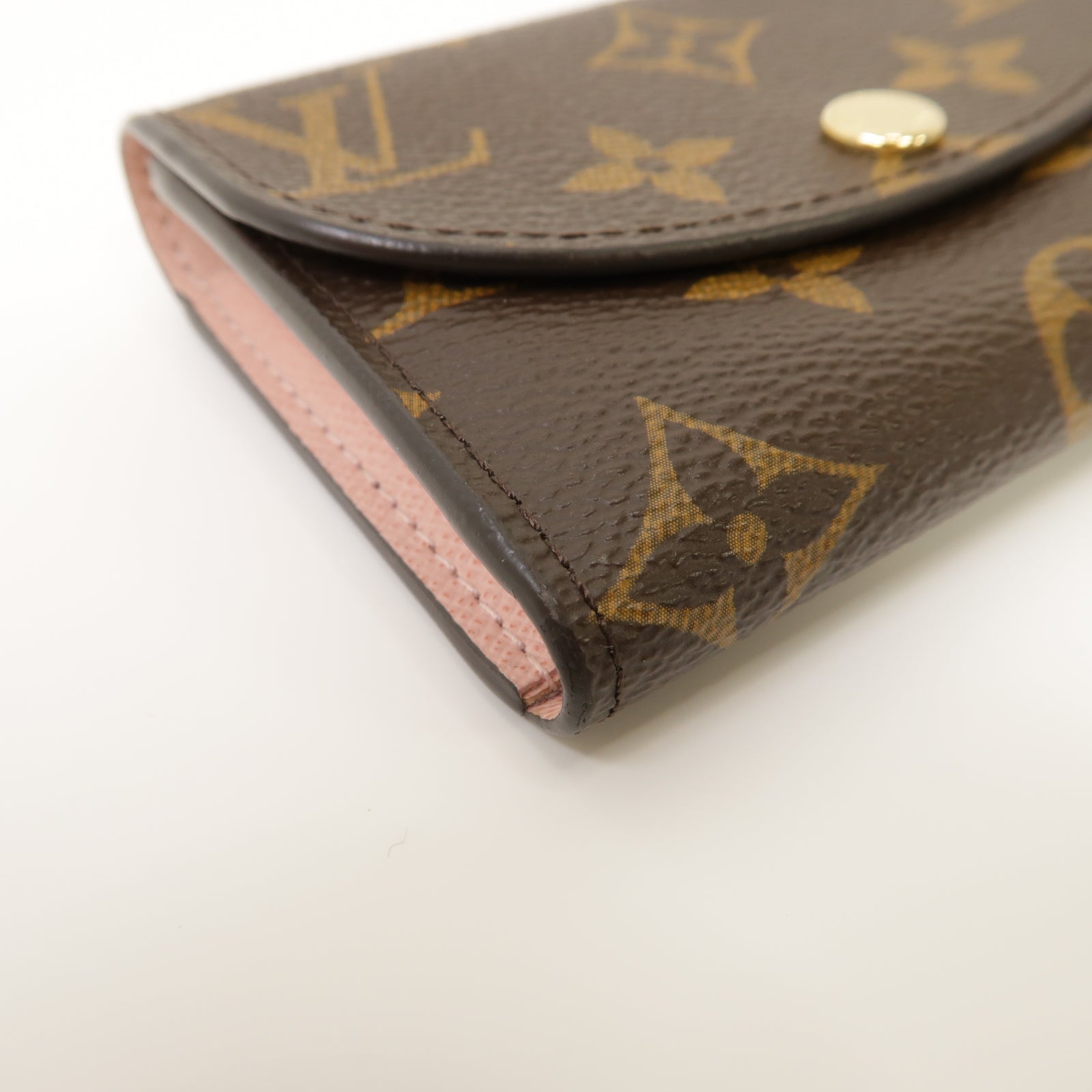 LOUIS VUITTON Monogram Rosalie金扣零錢包粉紅色/棕色