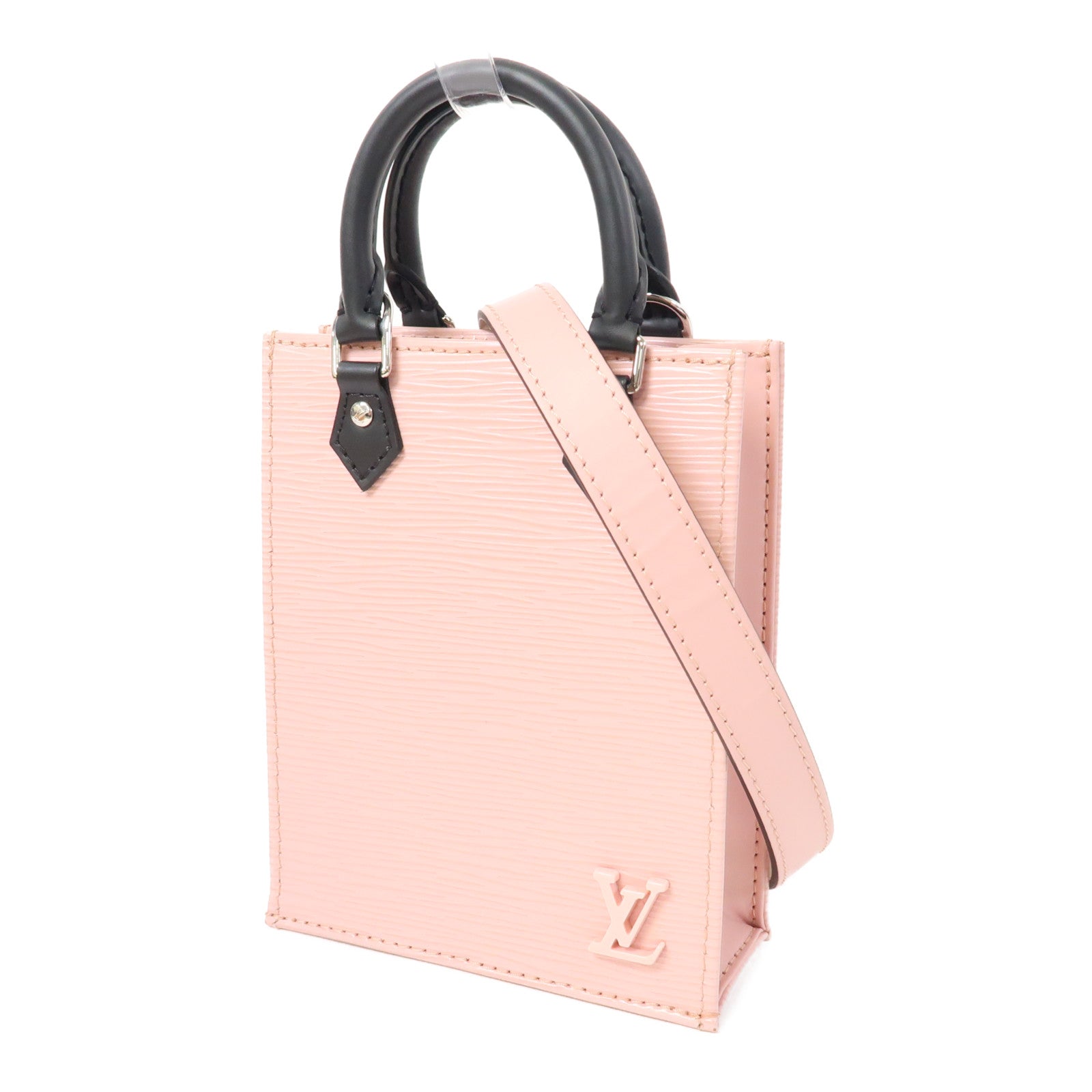 LOUIS VUITTON 【激減優惠】Epi Petit Sac Plat銀扣肩背袋粉紅色/黑色