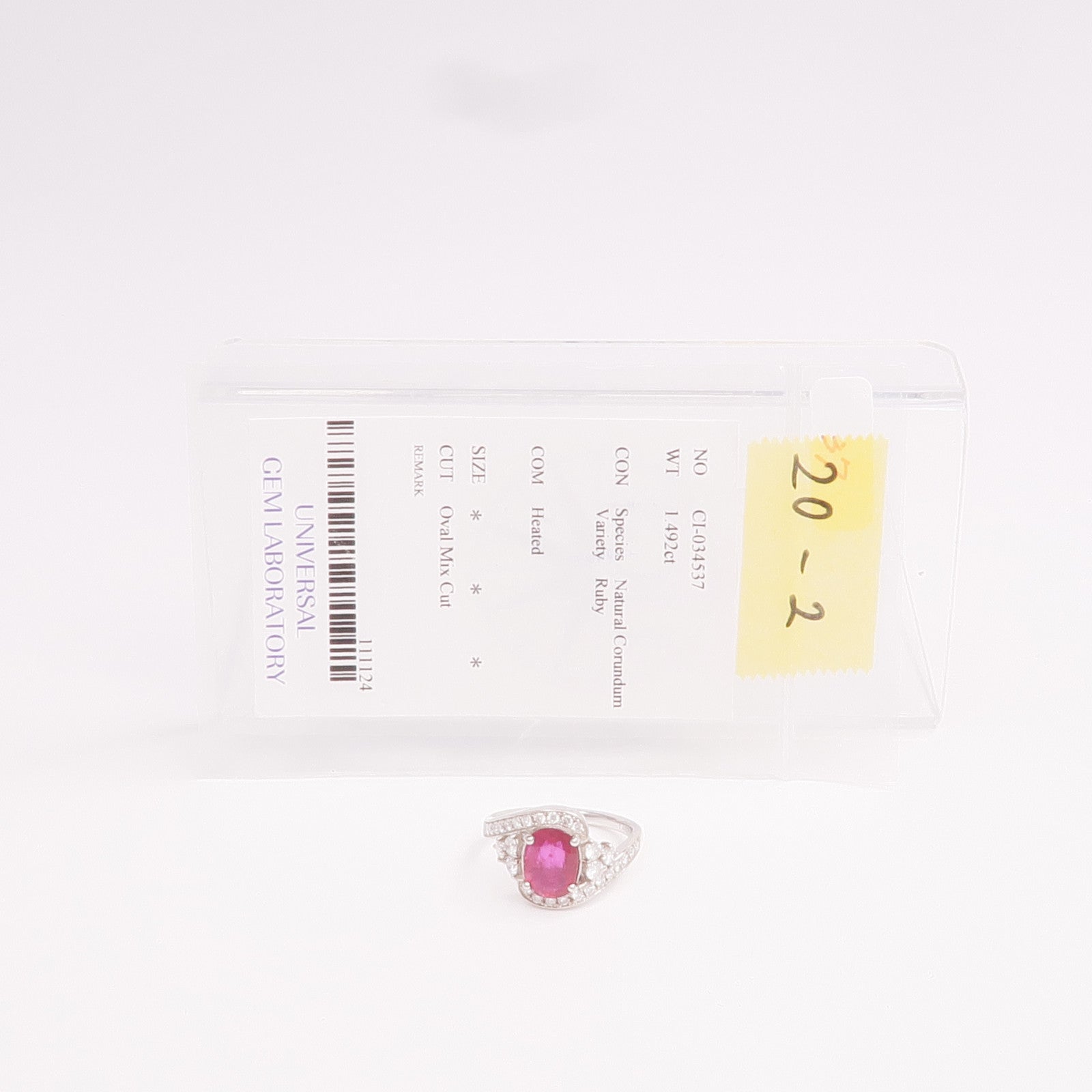 JEWELRY PT900鉑金Ruby Diamond Ring紅寶石/鑽石戒指US#6.25