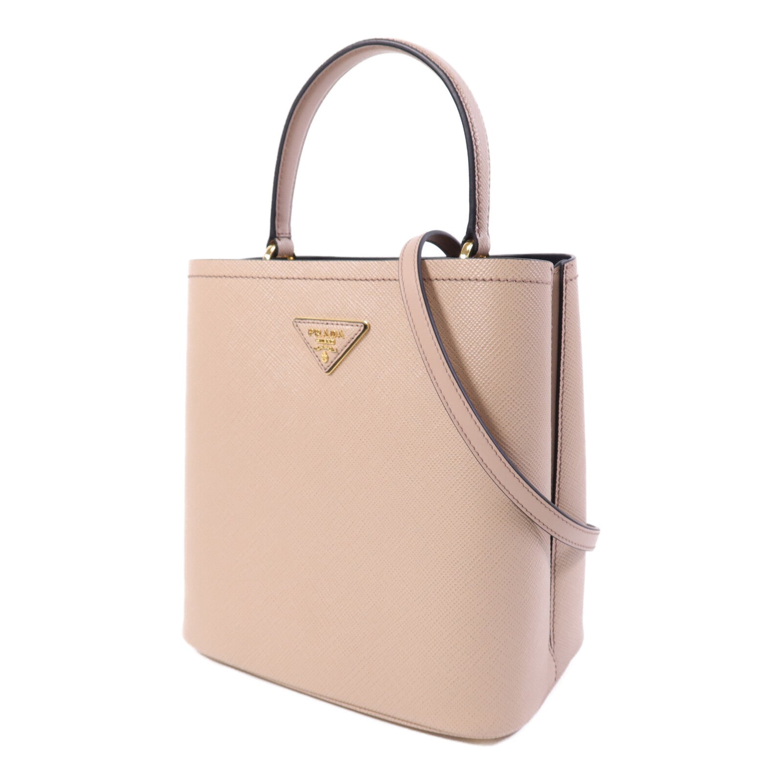 PRADA Saffiano皮革Panier金扣手挽肩背兩用袋