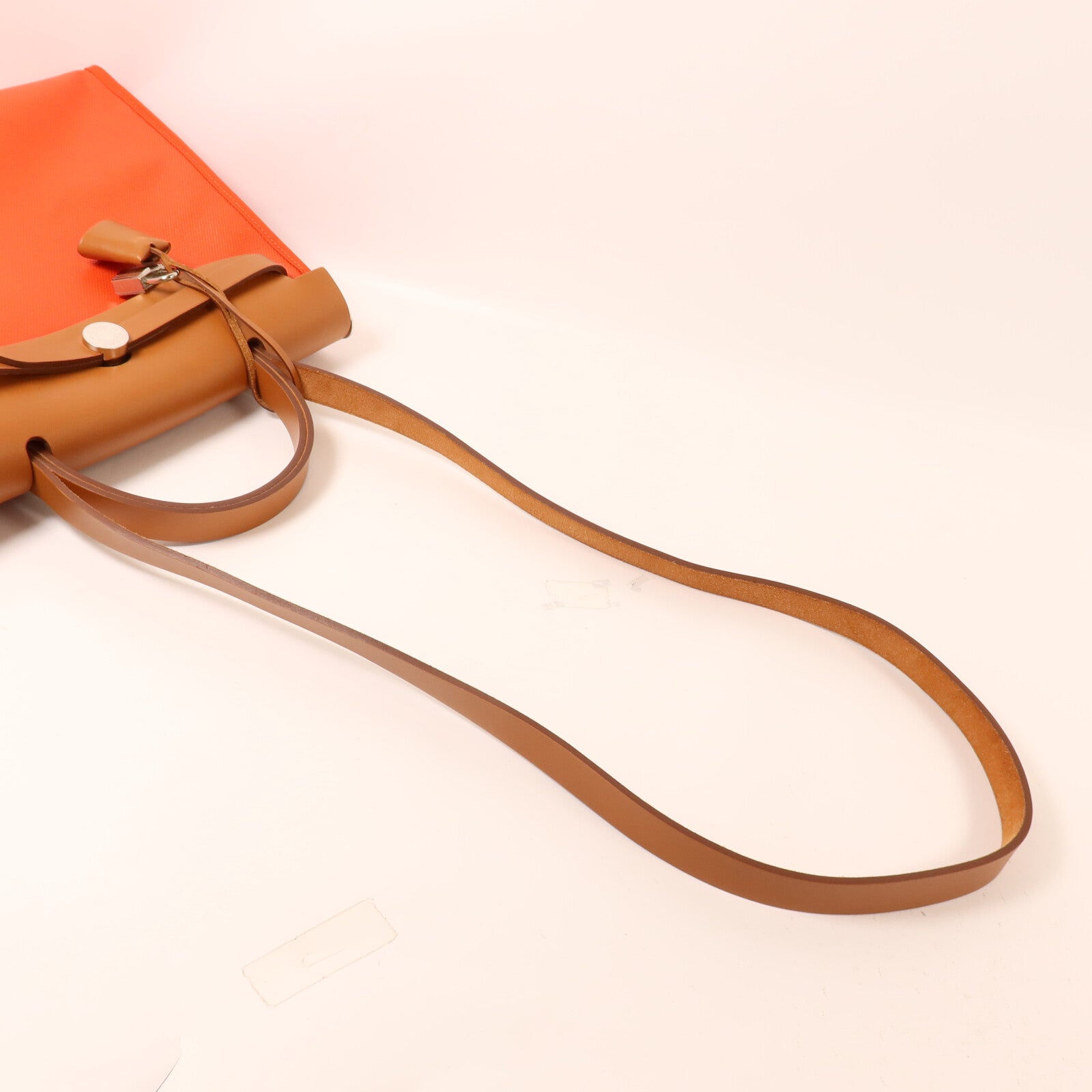 HERMES 帆布Herbag PM手挽肩背兩用袋Orange Mecano/Beige/Fauve
