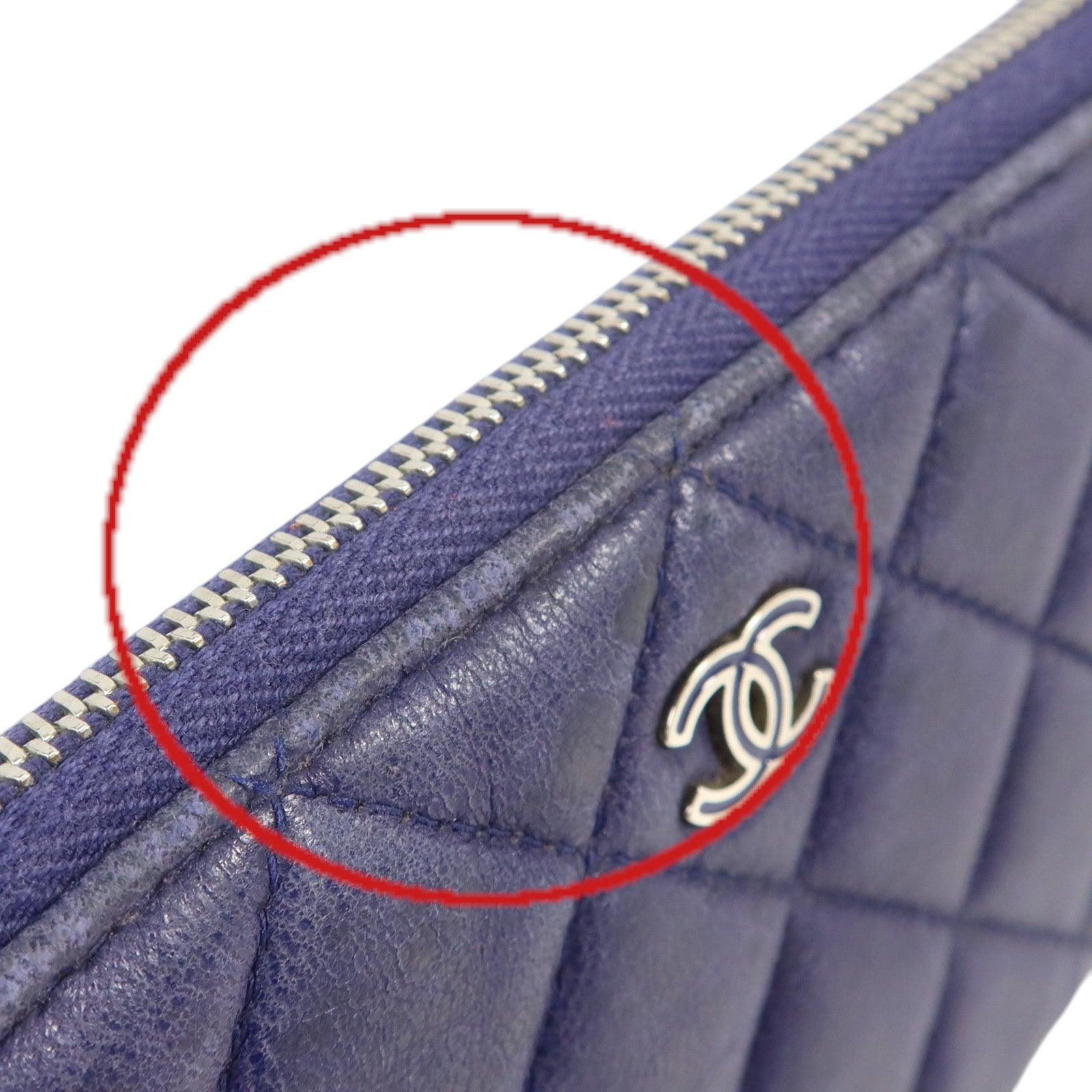 CHANEL 羊皮皮革Mini Zipped Pouch銀扣手拿包