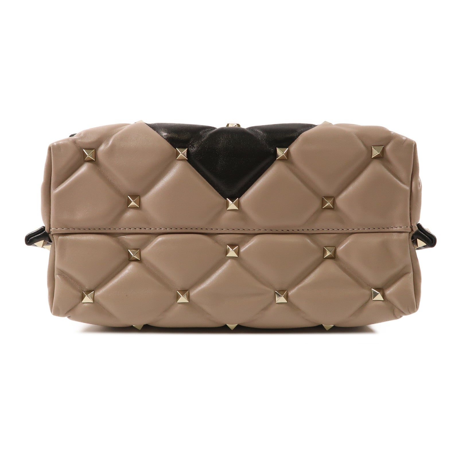 Valentino 牛皮皮革2way Shoulder Bag金扣手挽肩背兩用袋杏色/黑色