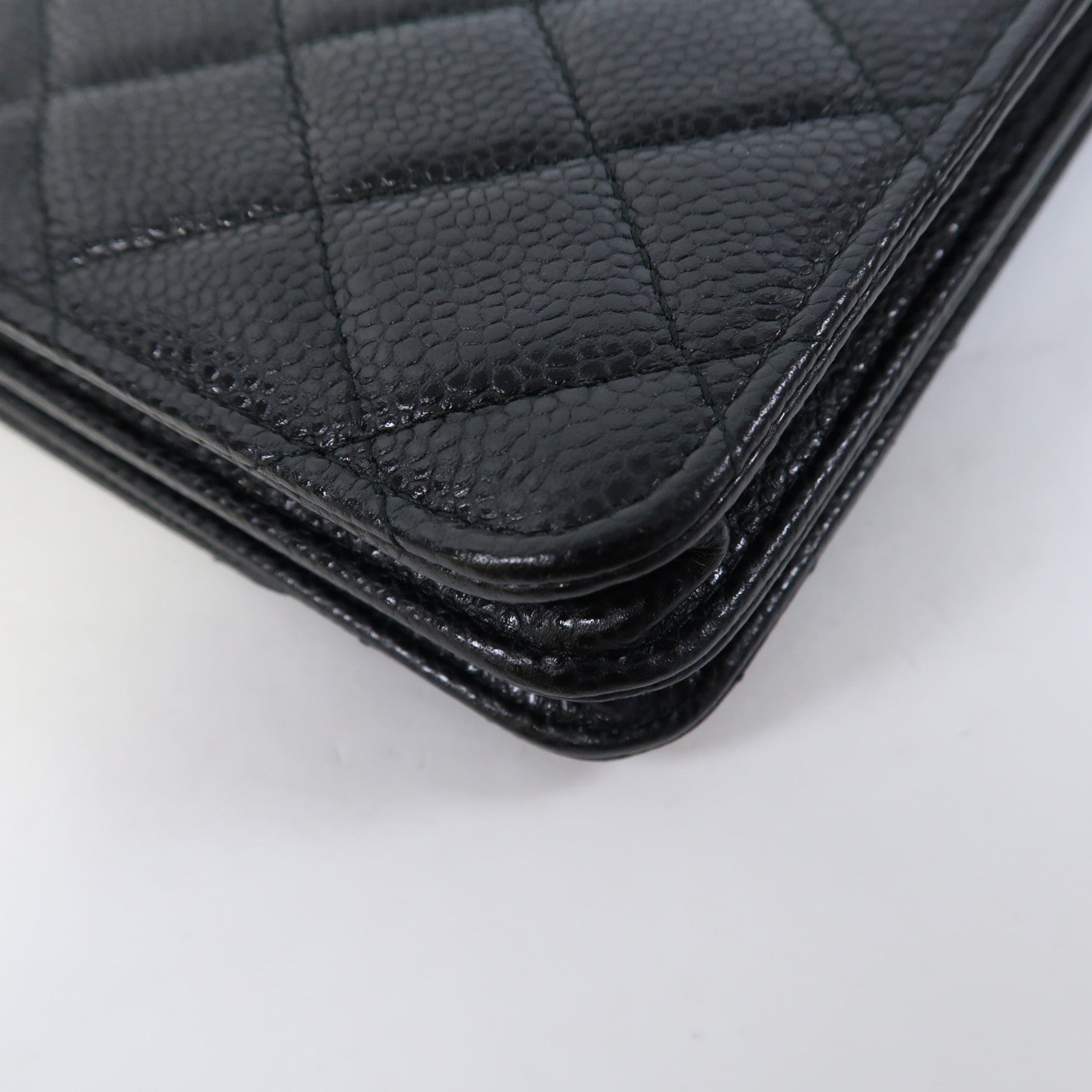 CHANEL 菱格羊皮皮革Chain Shoulder金扣鏈帶肩背袋黑色