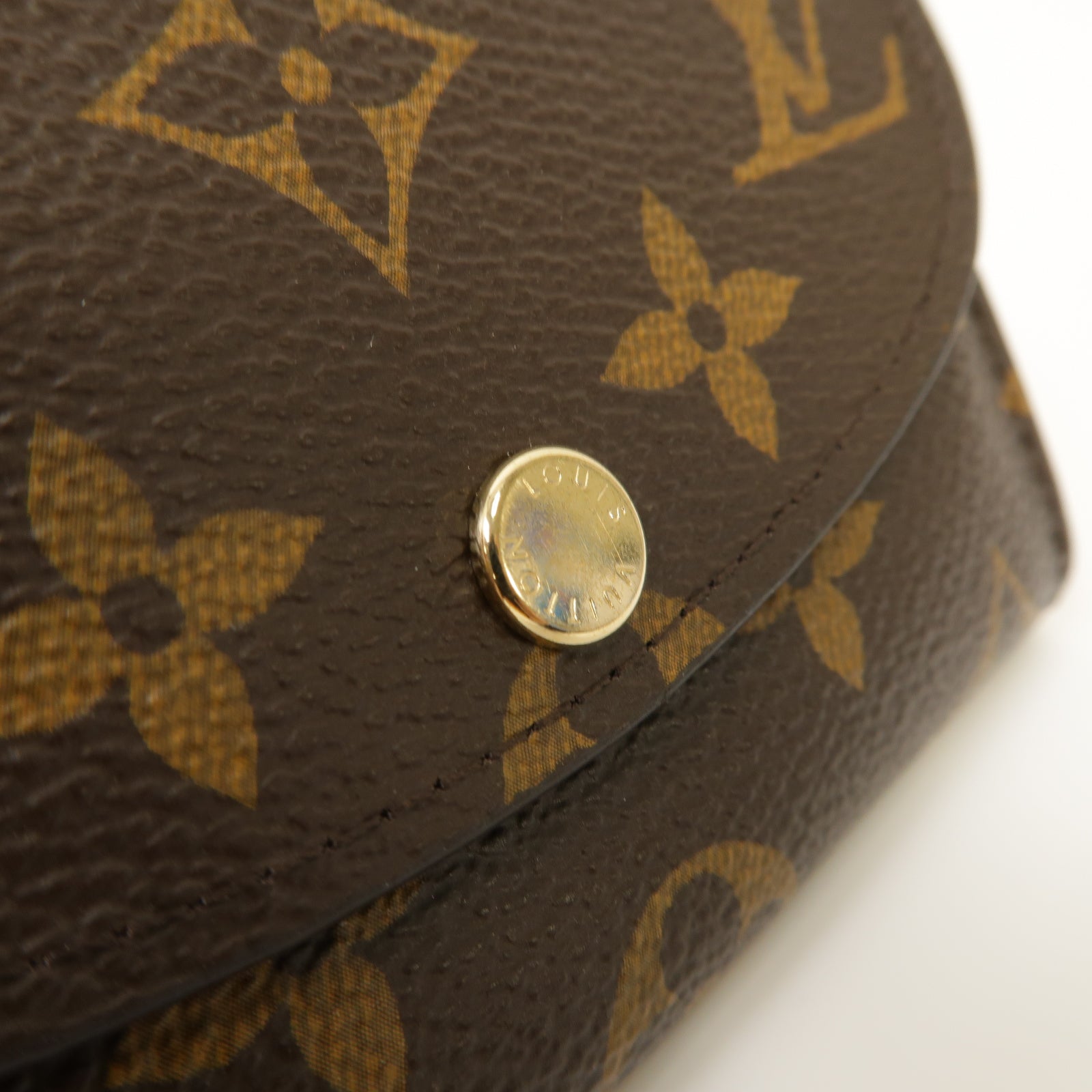 LOUIS VUITTON Monogram Rosalie金扣零錢包粉紅色/棕色