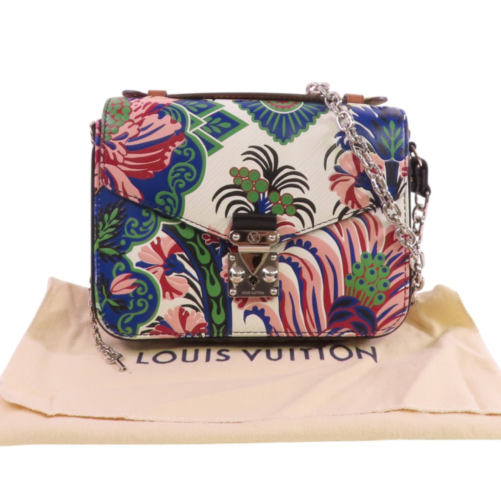 LOUIS VUITTON Epi Leather/Monogram Pochette Metis銀扣鏈帶手挽肩背兩用袋