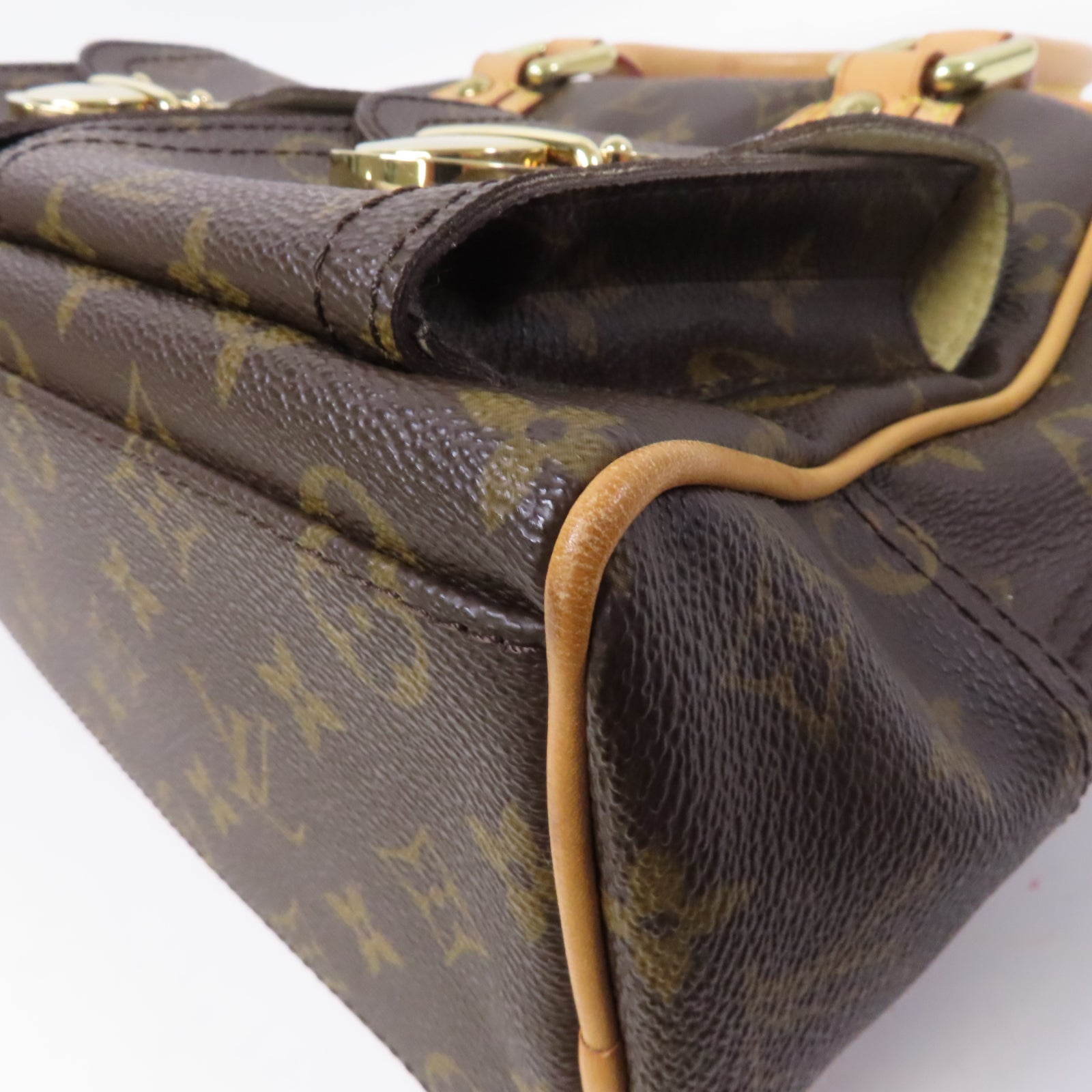 LOUIS VUITTON 【激減優惠】Monogram Manhattan PM金扣手挽袋啡色