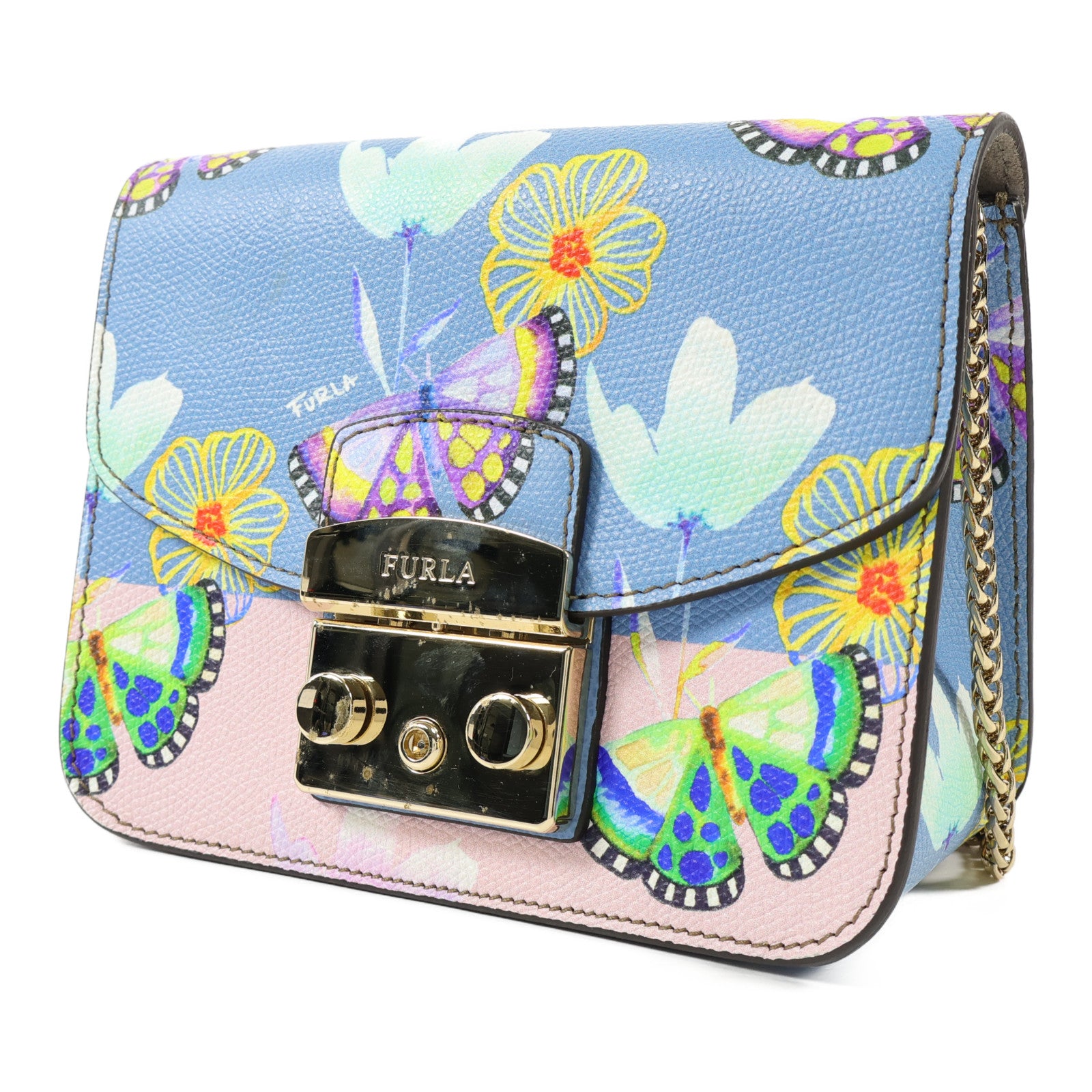Furla 牛皮皮革Shoulder Bag金扣肩背袋