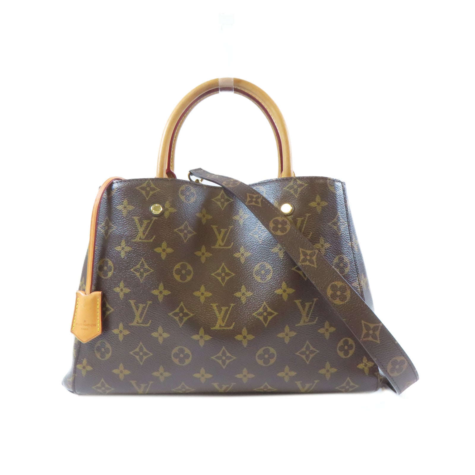 LOUIS VUITTON Monogram Montaigne MM金扣手挽肩背兩用袋啡色