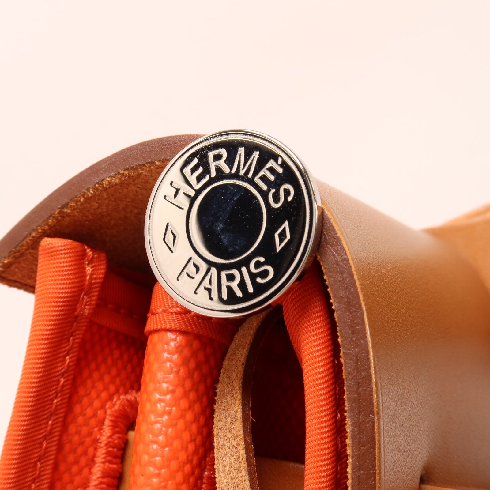 HERMES 帆布Herbag PM手挽肩背兩用袋Orange Mecano/Beige/Fauve