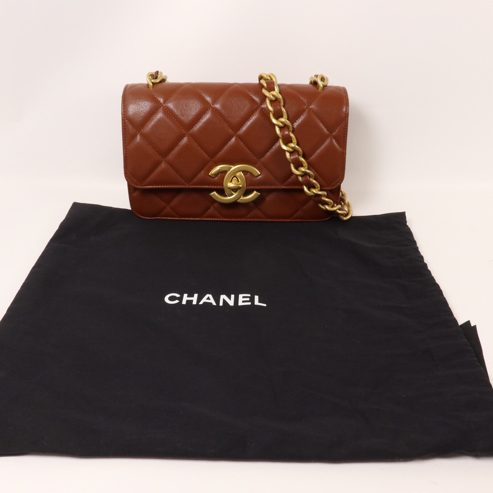 CHANEL 牛皮皮革CoCo Mark Flap Bag鏈帶肩背袋