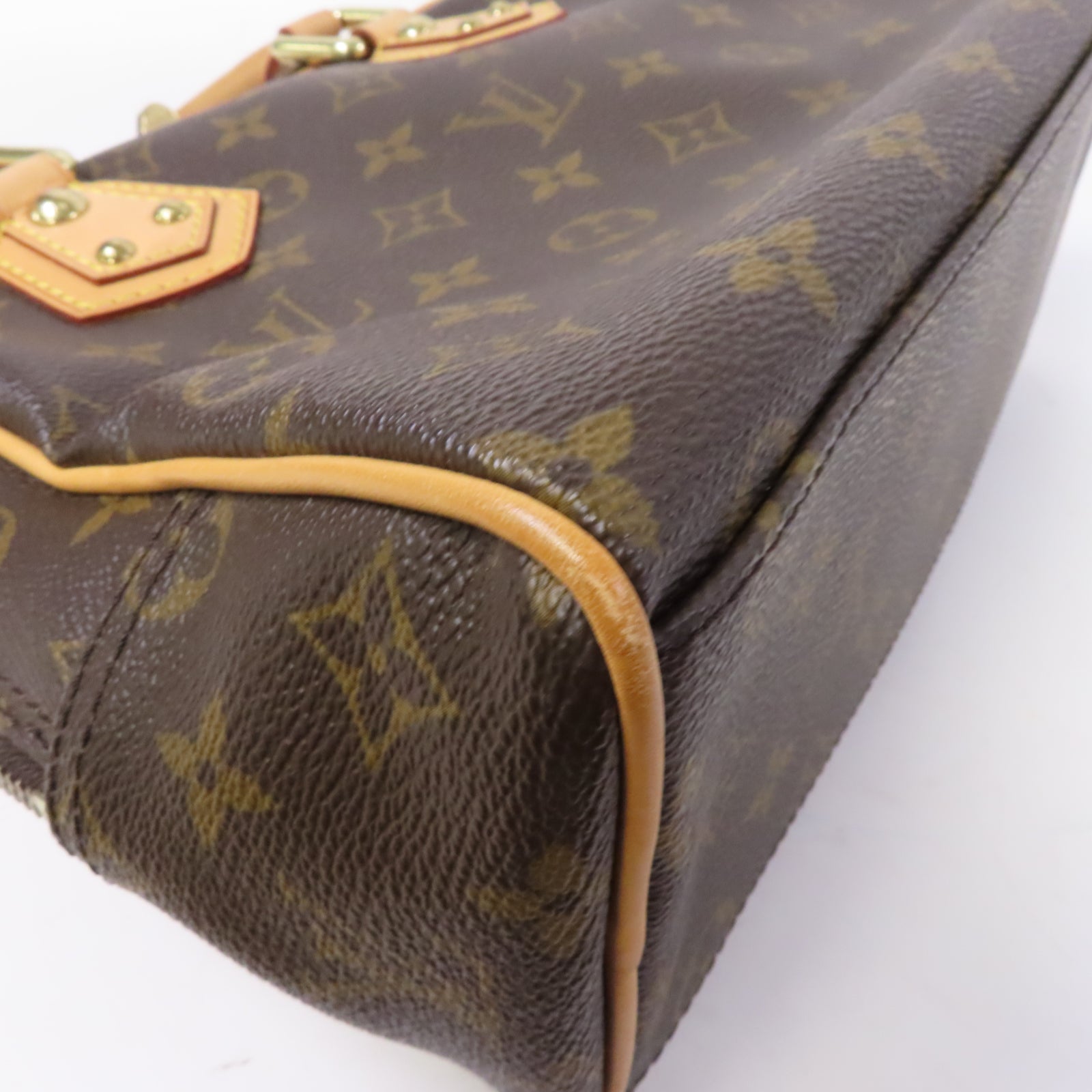 LOUIS VUITTON 【激減優惠】Monogram Manhattan PM金扣手挽袋啡色