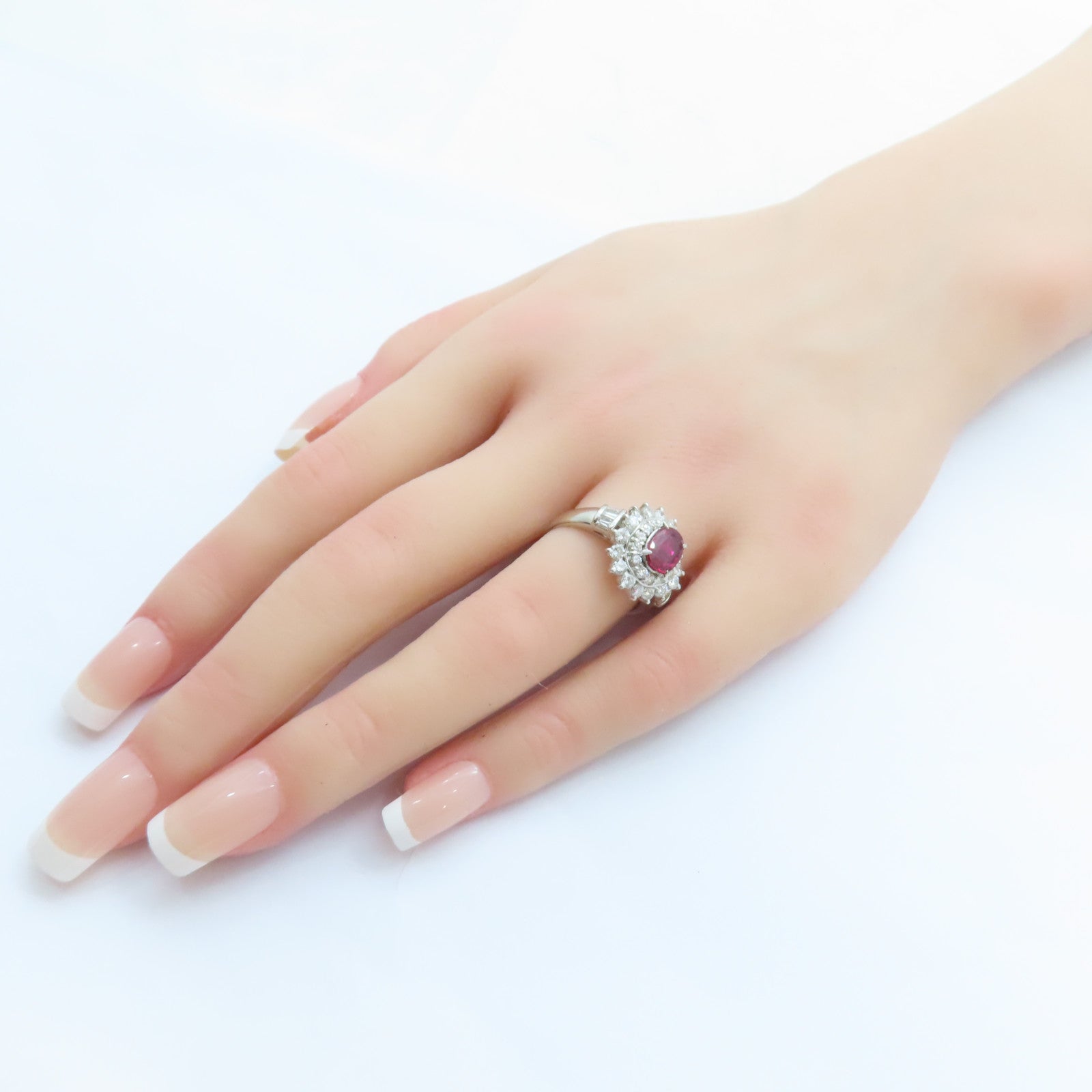 JEWELRY 【激減優惠】PT900鉑金Ruby Diamond Ring 0.97ct紅寶石/1.17ct鑽石戒指US#7