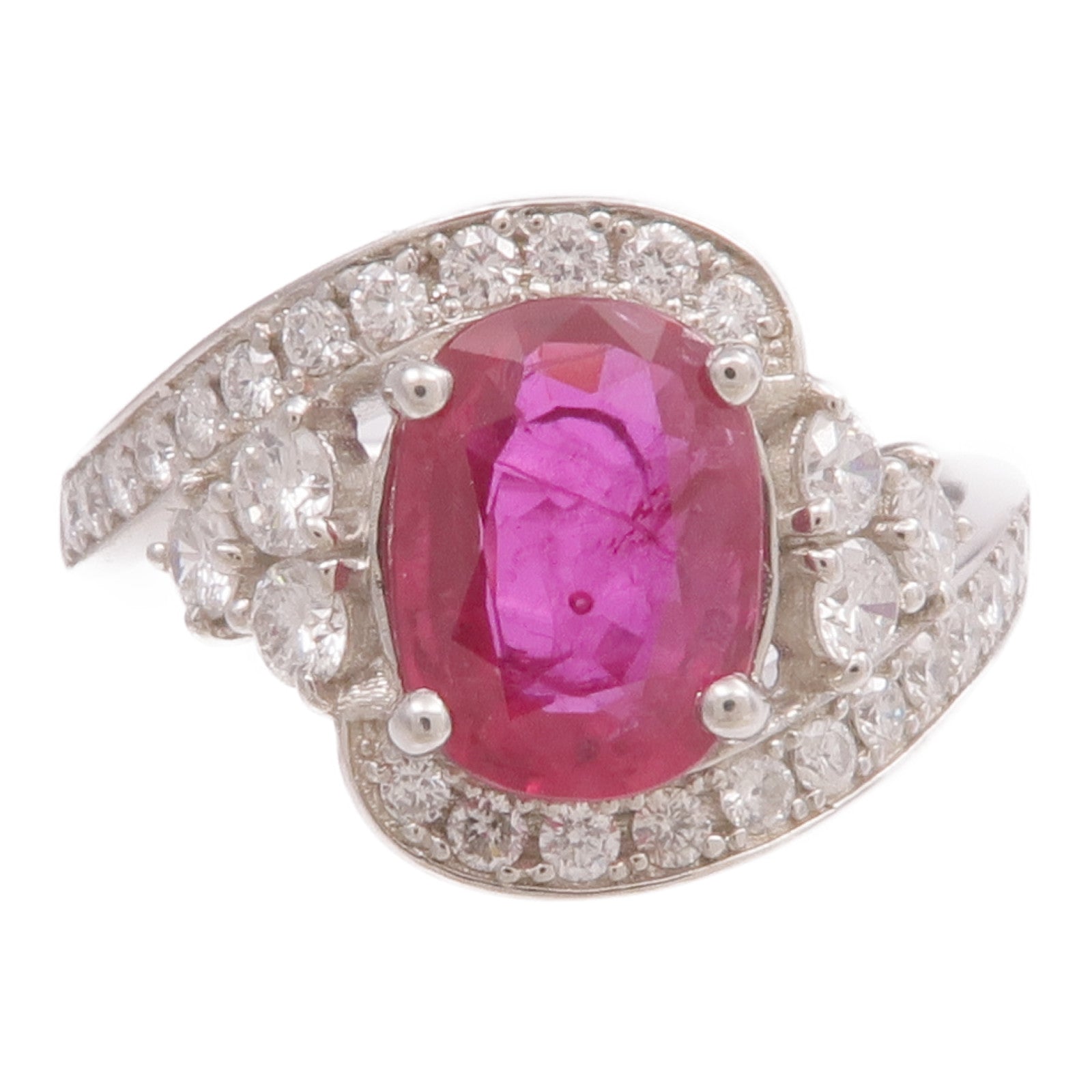 JEWELRY PT900鉑金Ruby Diamond Ring紅寶石/鑽石戒指US#6.25