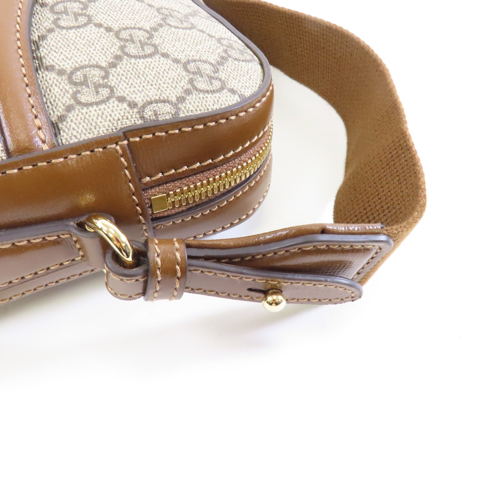 GUCCI 塗層帆布Interlocking G Bag金扣肩背袋啡色