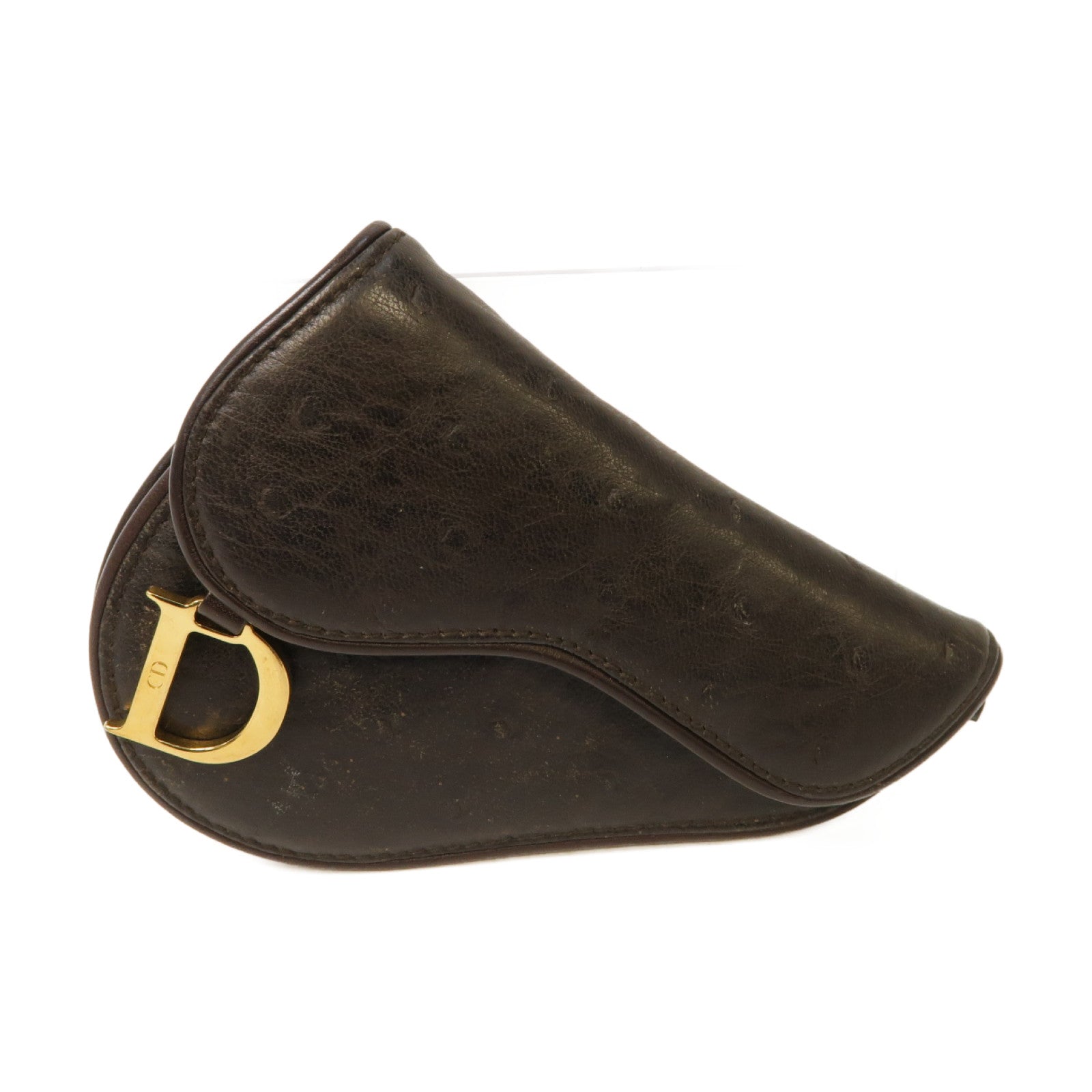 Dior **【激減優惠】駝鳥皮革Coin Case金扣零錢包啡色