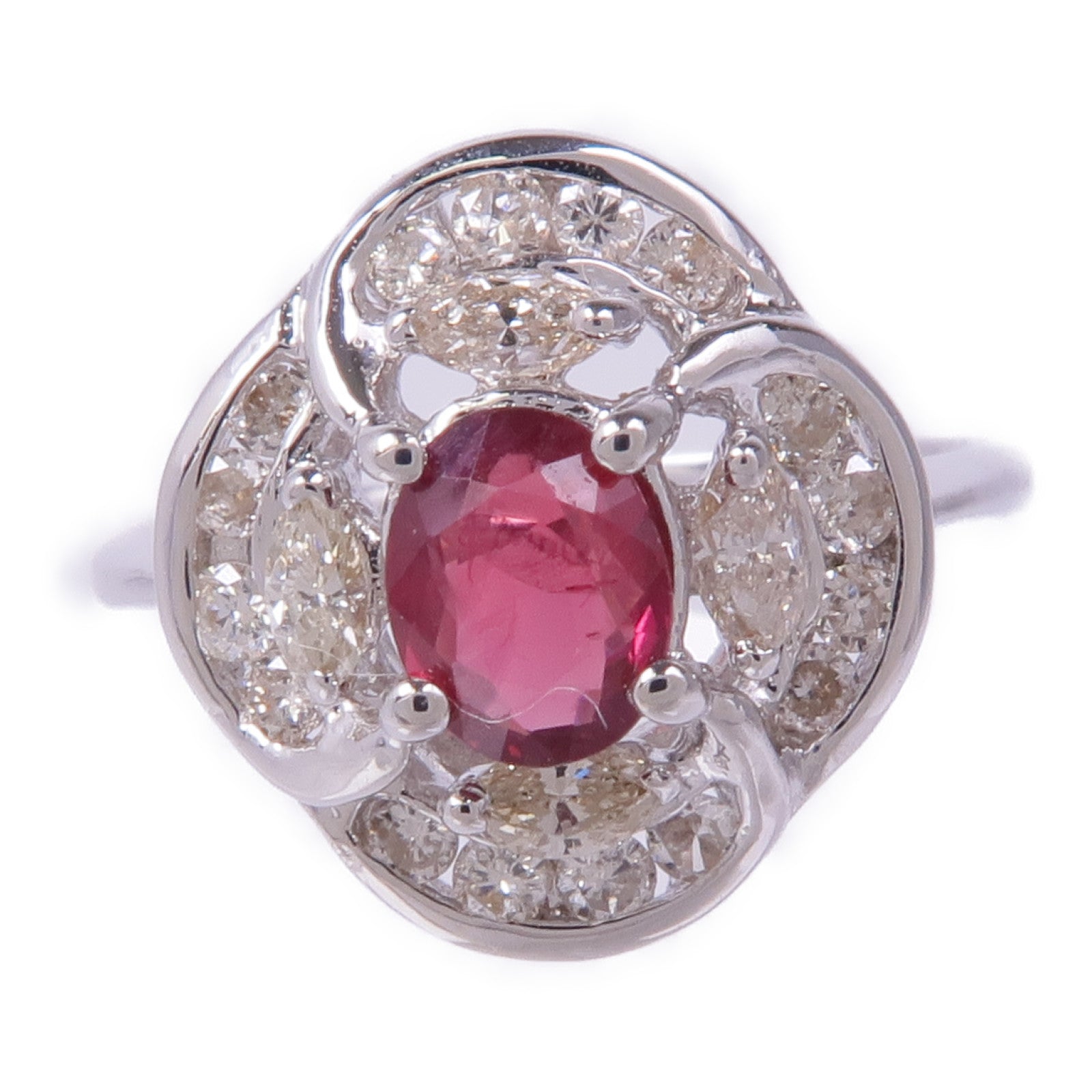 JEWELRY 18K白金Ruby Diamond Ring紅寶石/鑽石戒指US#4.5