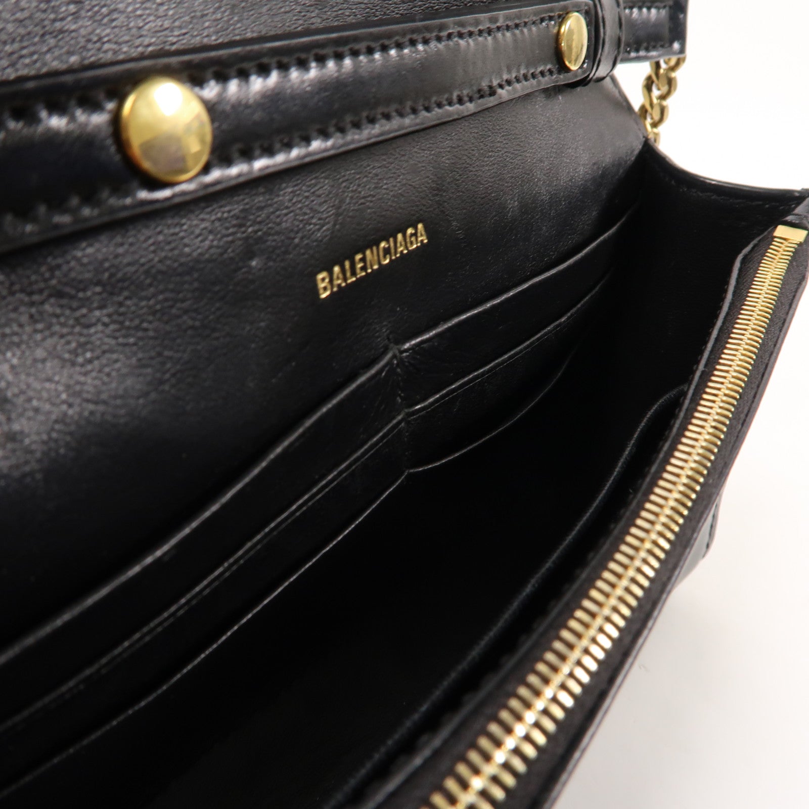 BALENCIAGA 牛皮皮革Hourglass金扣鏈帶肩背袋黑色