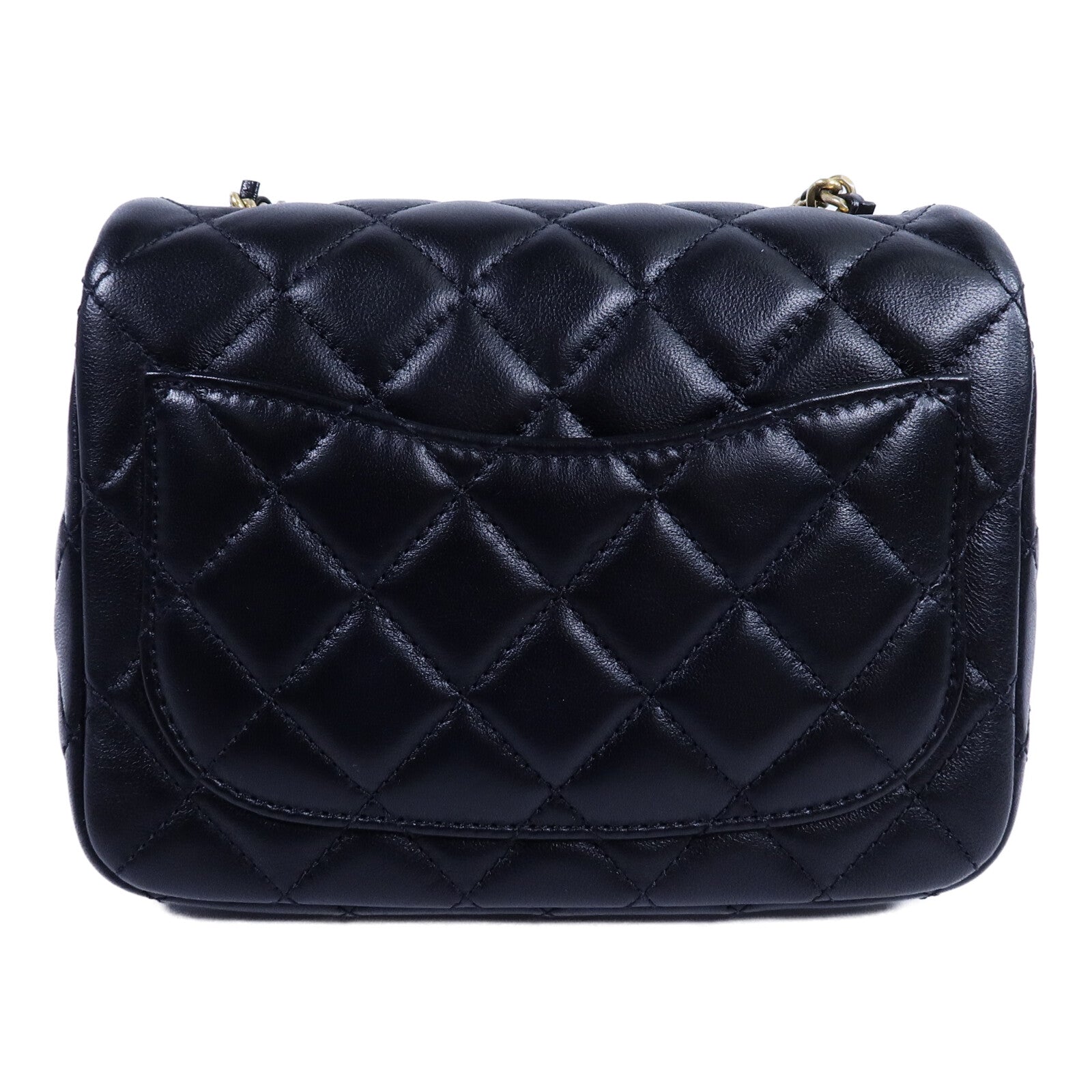 CHANEL 羊皮皮革Mini Classic 17 Gold Ball鏈帶肩背袋