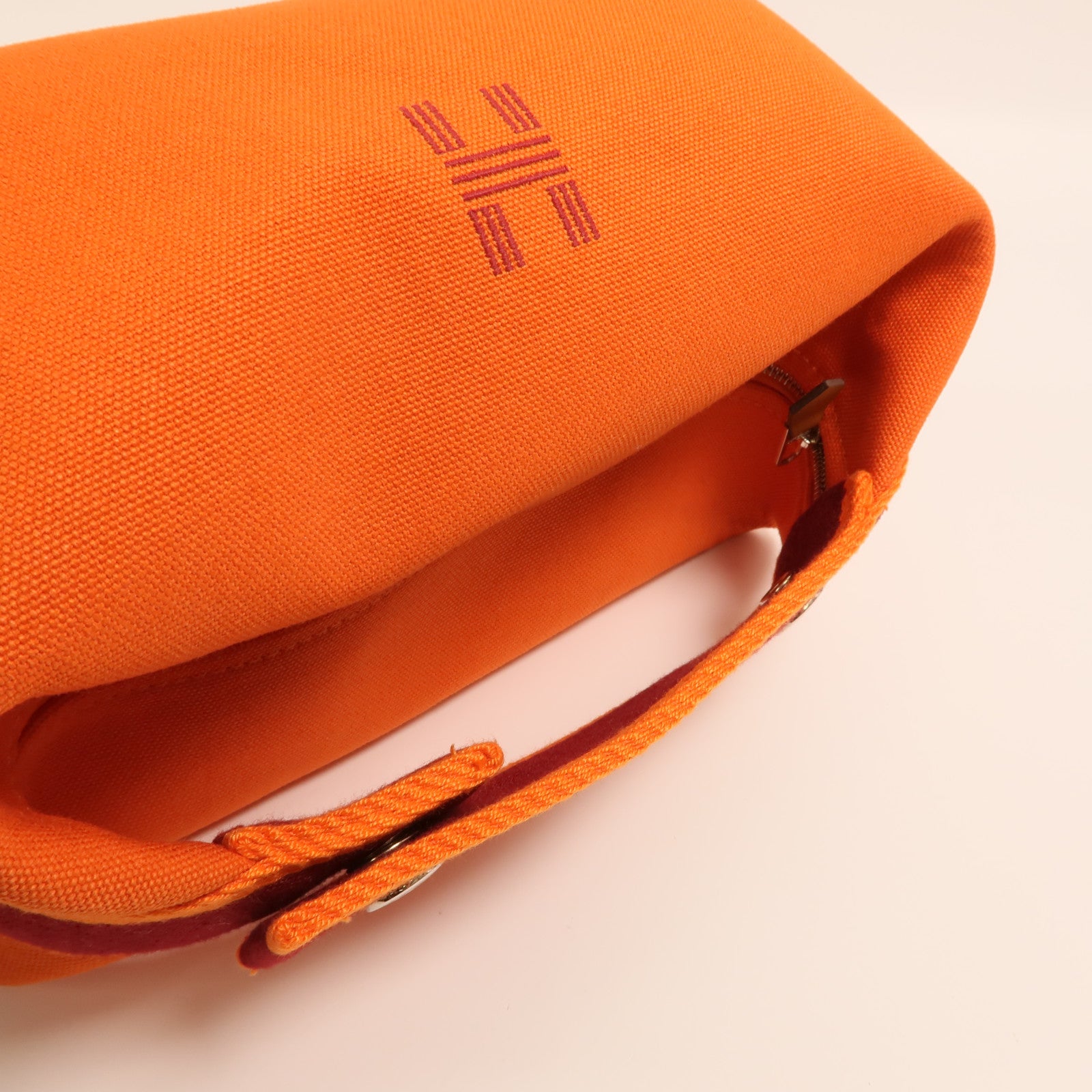 HERMES 帆布Bride A Brac Case PM銀扣手挽袋Orange