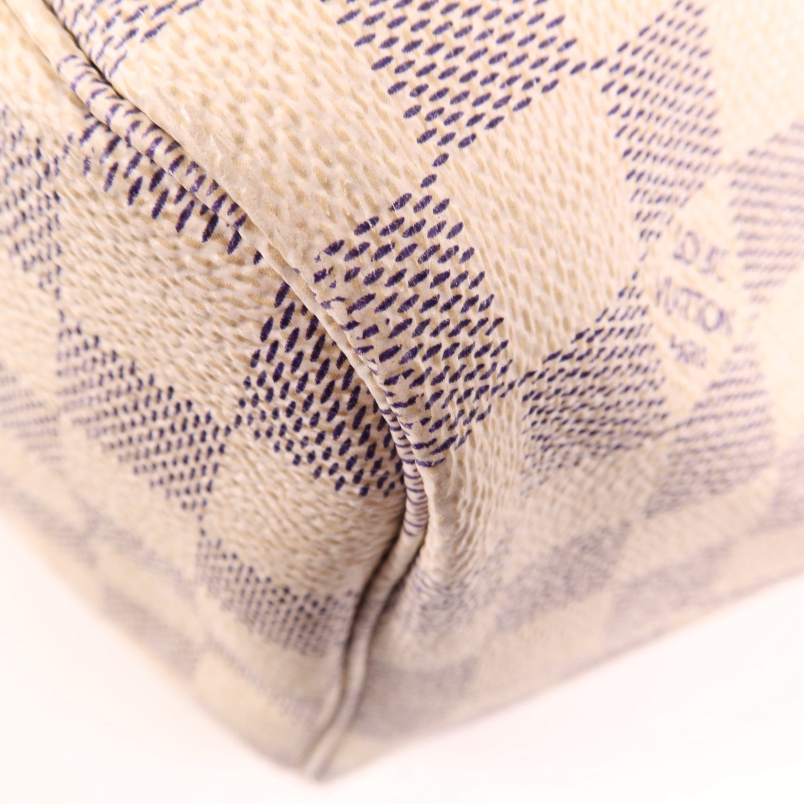 LOUIS VUITTON Damier Azur Neverfull MM金扣手挽袋