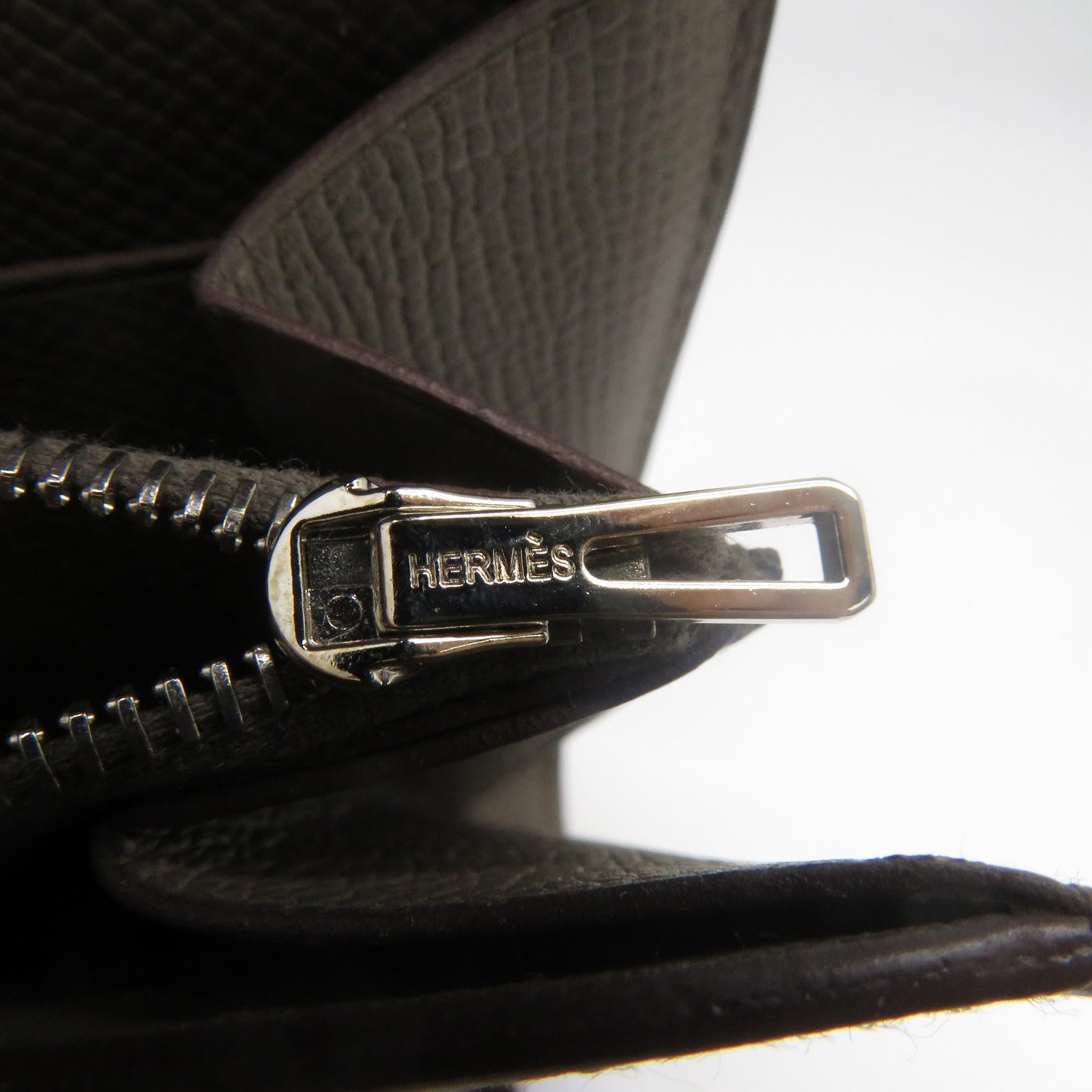 HERMES Epsom皮革Constance Compact Wallet銀扣錢包灰色