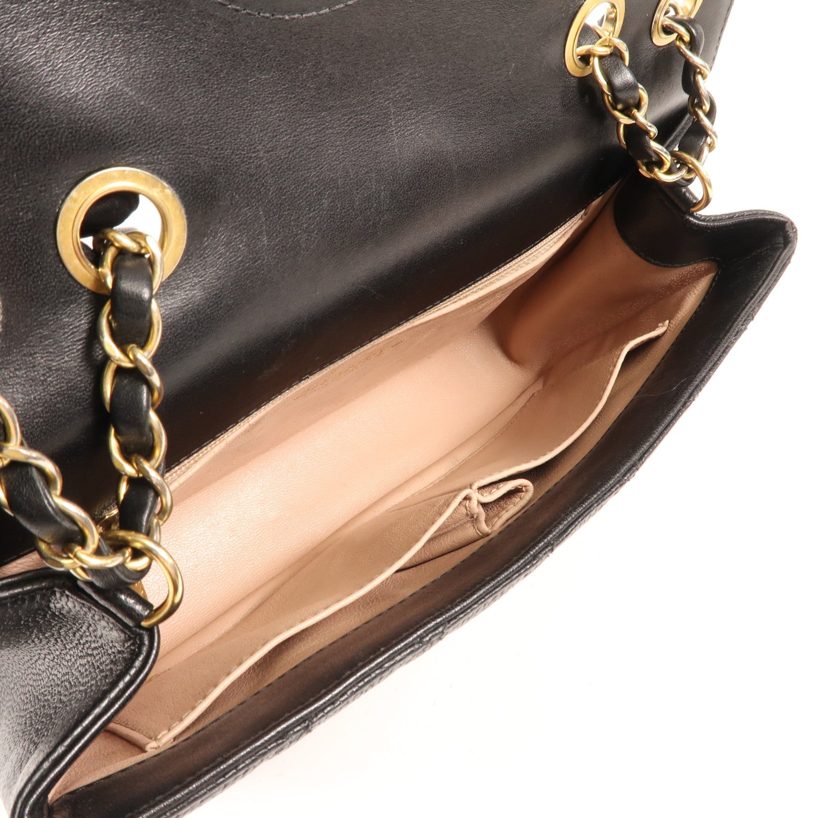 CHANEL 牛皮皮革Chain Shoulder金扣鏈帶肩背袋