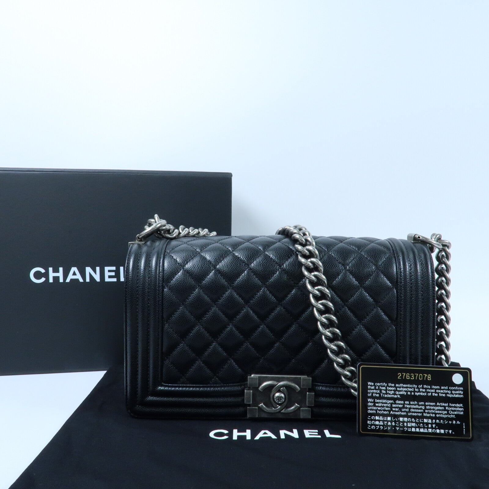 CHANEL 牛皮皮革Boy 25鏈帶肩背袋