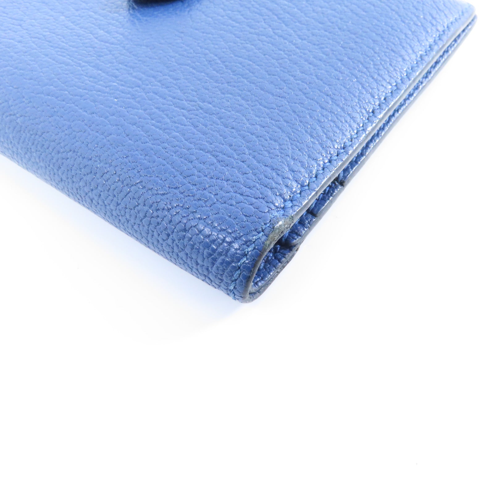 HERMES Chevre皮革Bearn Wallet銀扣錢包藍色