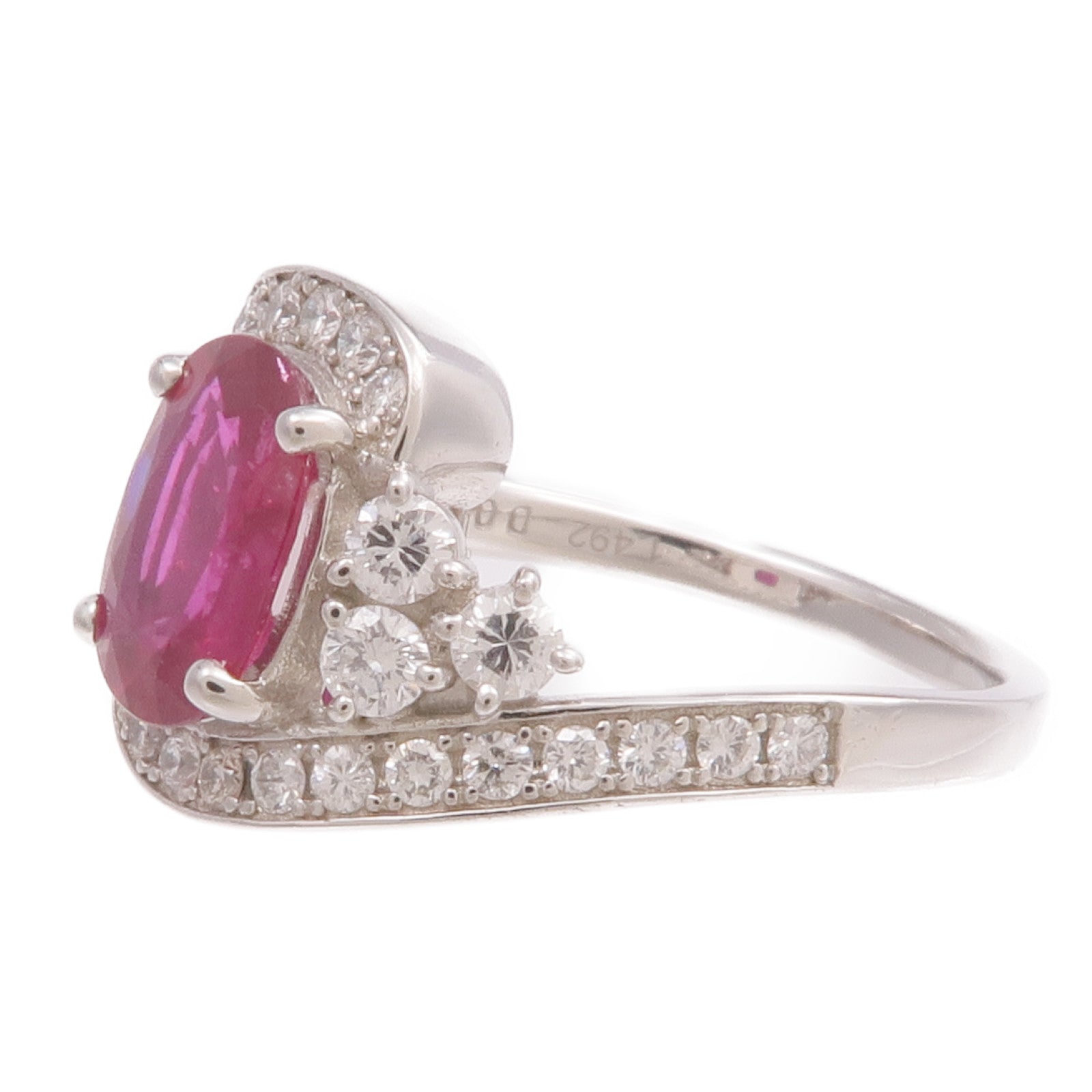 JEWELRY PT900鉑金Ruby Diamond Ring紅寶石/鑽石戒指US#6.25