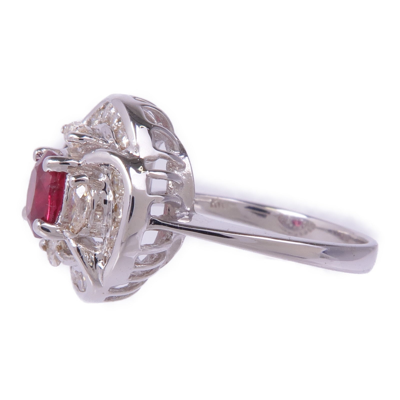 JEWELRY 【激減優惠】18K白金Ruby Diamond Ring紅寶石/鑽石戒指US#4.5