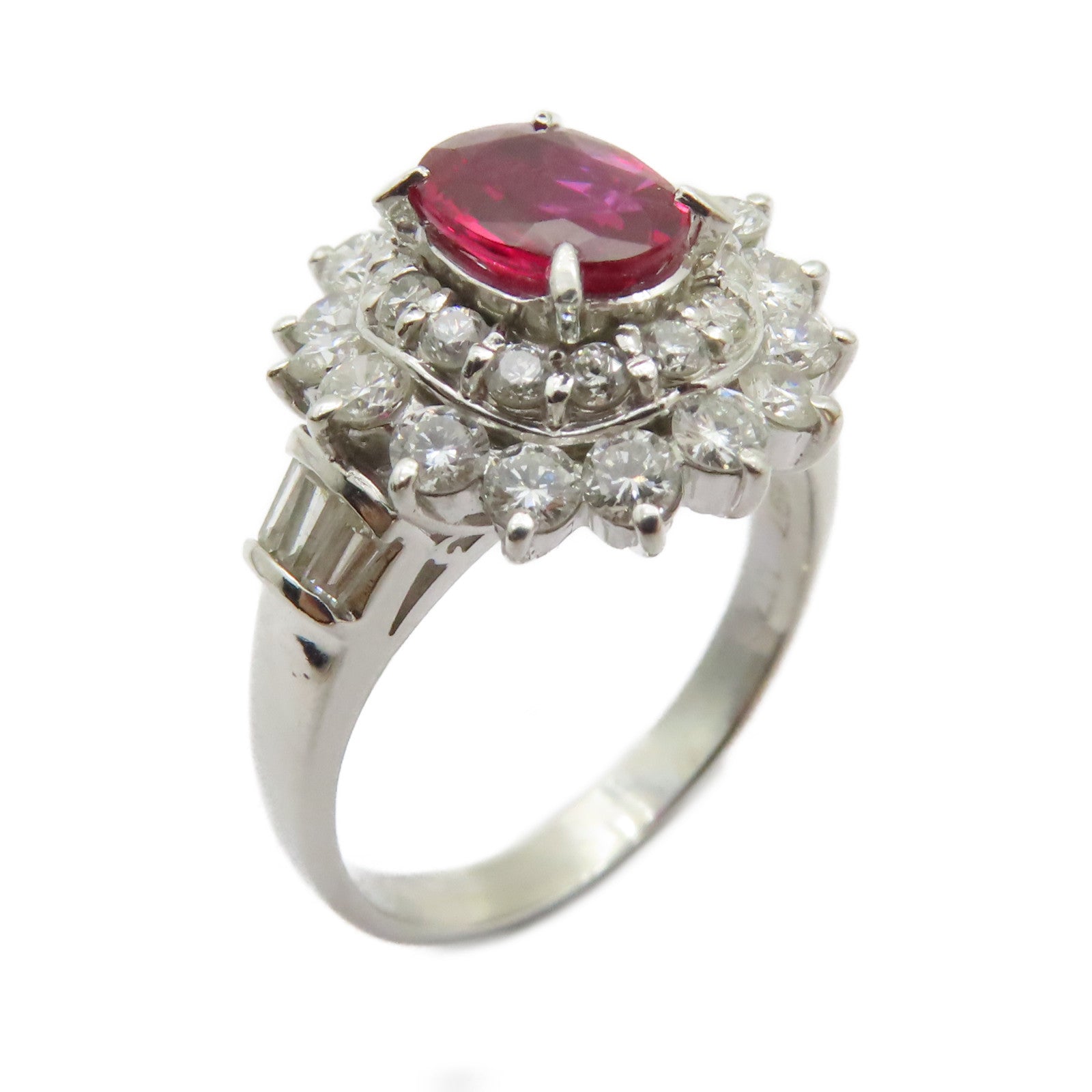 JEWELRY 【激減優惠】PT900鉑金Ruby Diamond Ring 0.97ct紅寶石/1.17ct鑽石戒指US#7