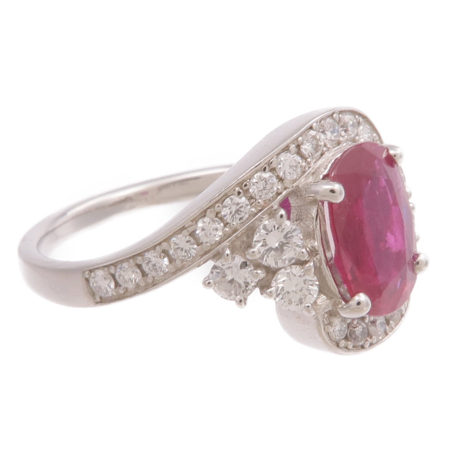 JEWELRY PT900鉑金Ruby Diamond Ring紅寶石/鑽石戒指US#6.25