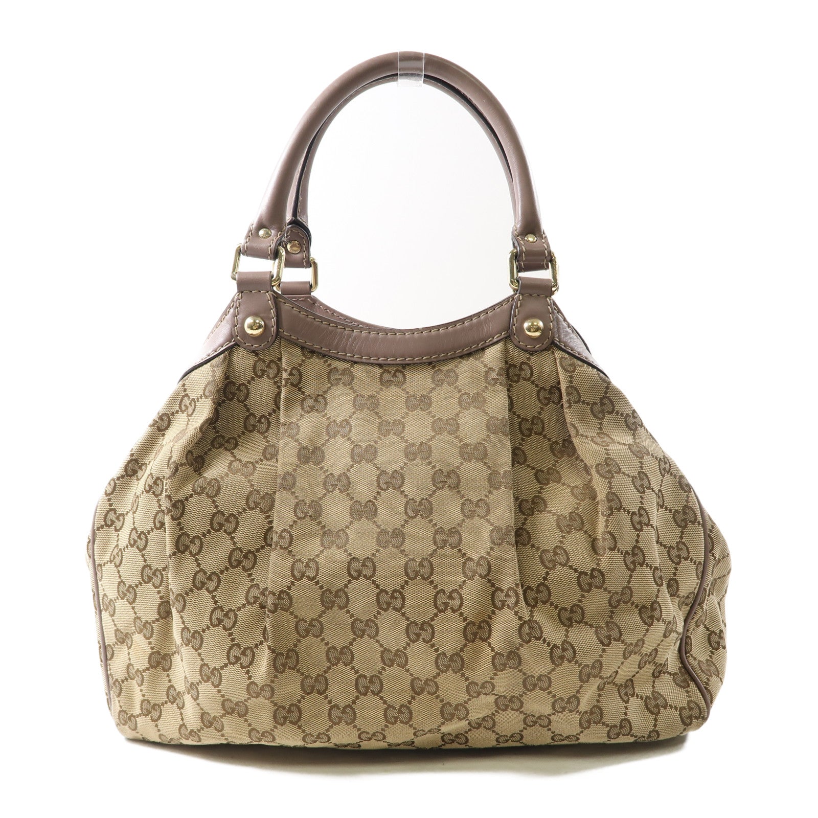 GUCCI 帆布Sukey Tote金扣手挽袋棕色