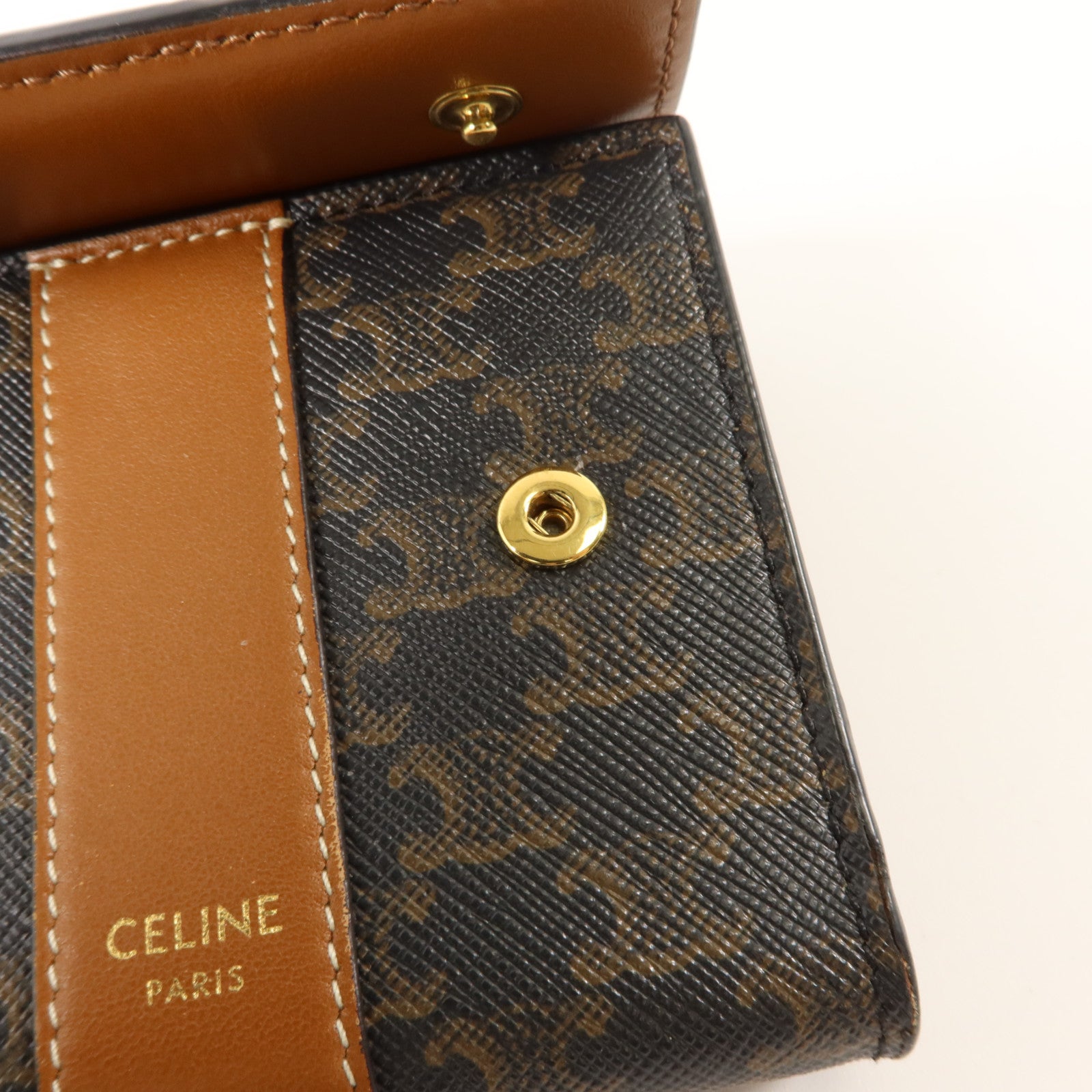 CELINE 塗層帆布Small Trifold Wallet金扣錢包
