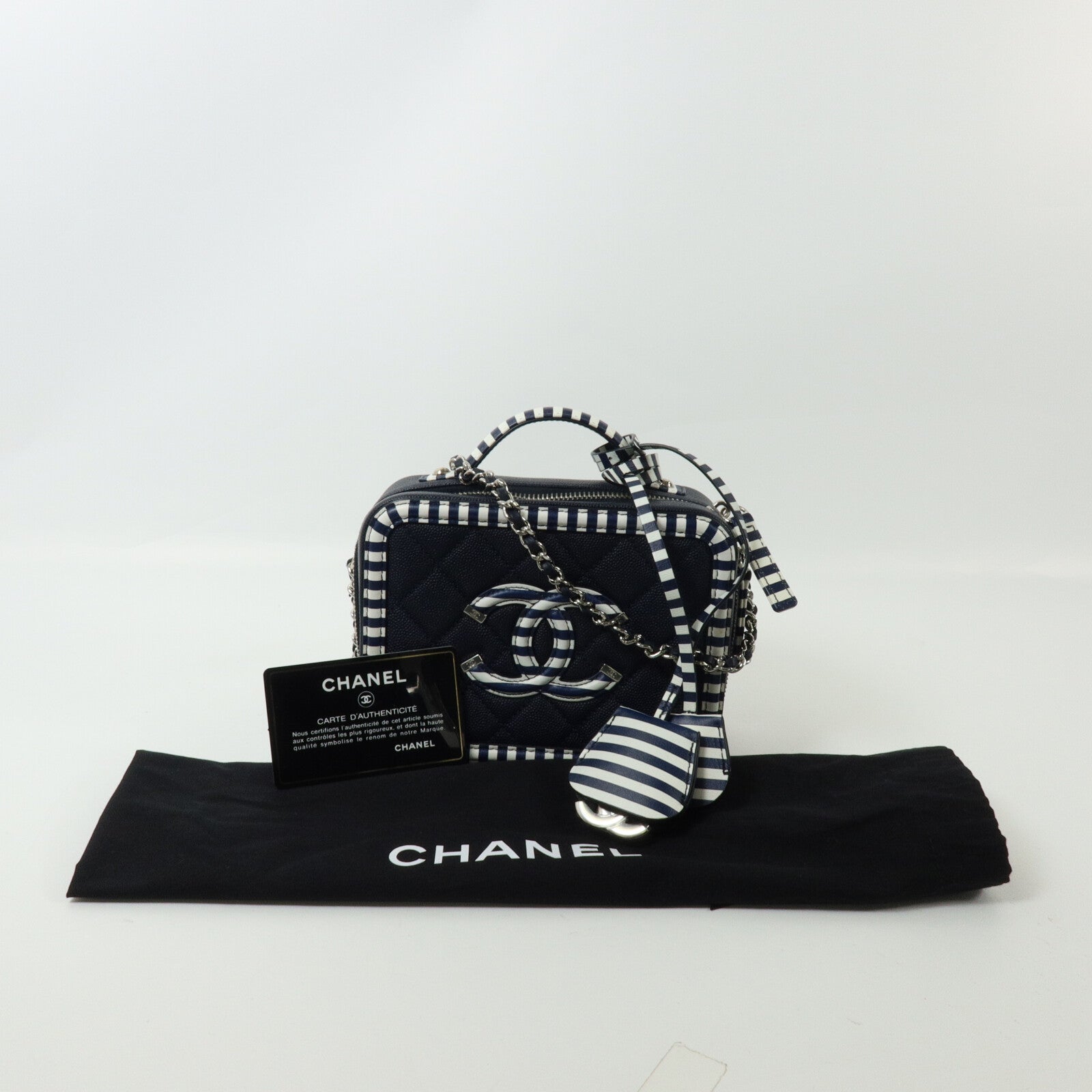CHANEL 牛皮皮革Vanity Case鏈帶手挽肩背兩用袋
