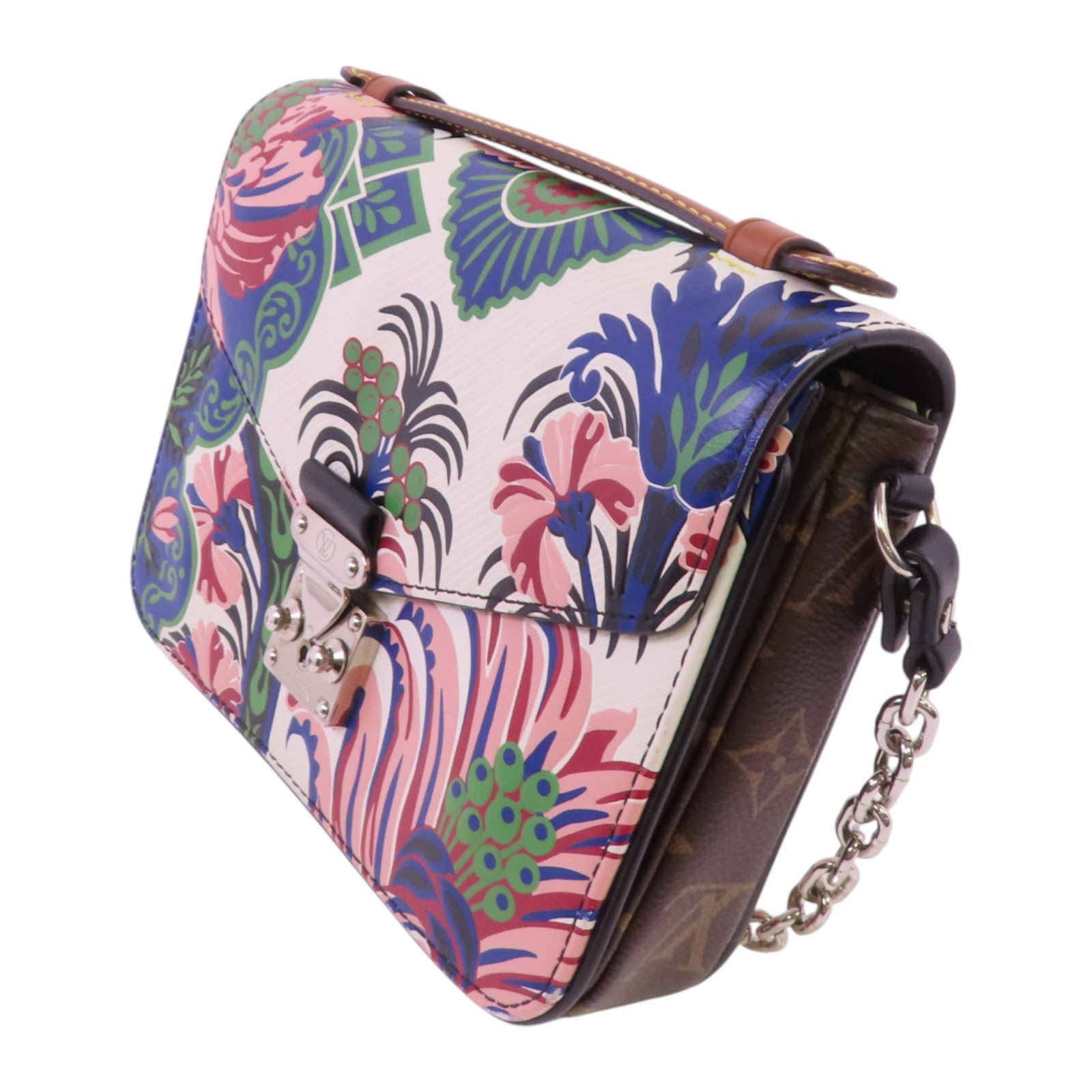 LOUIS VUITTON Epi Leather/Monogram Pochette Metis銀扣鏈帶手挽肩背兩用袋