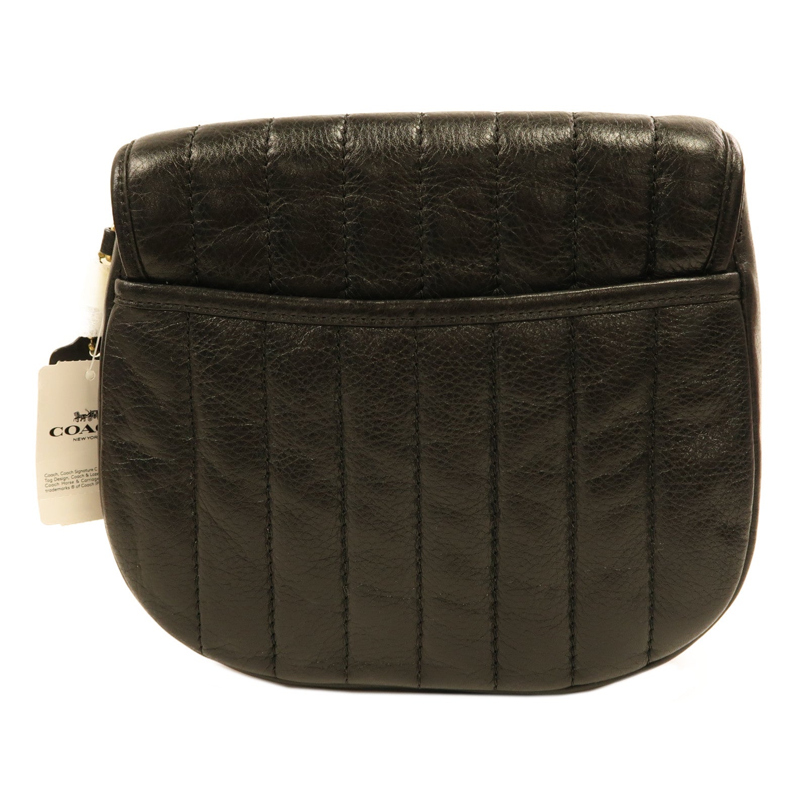 COACH 牛皮皮革Kat Saddle Bag金扣肩背袋黑色