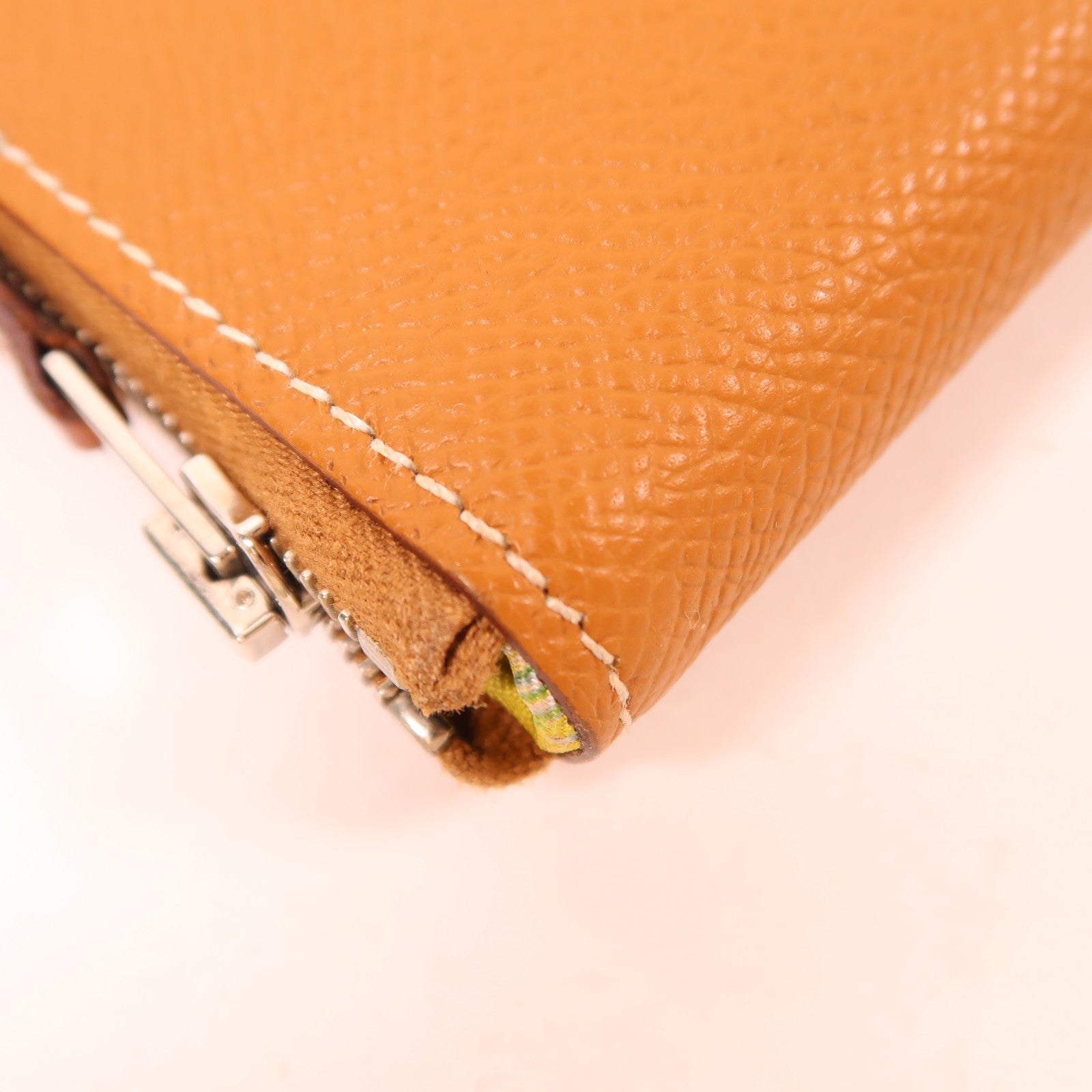 HERMES Epsom皮革Silk In Long Wallet銀扣長錢包Gold