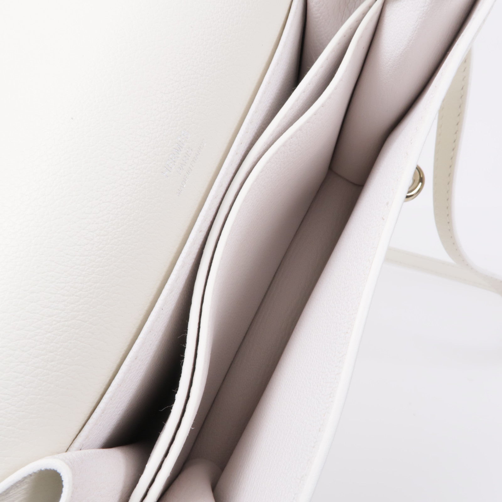 HERMES Evercolor皮革Mini Roulis銀扣肩背袋Gris Parle