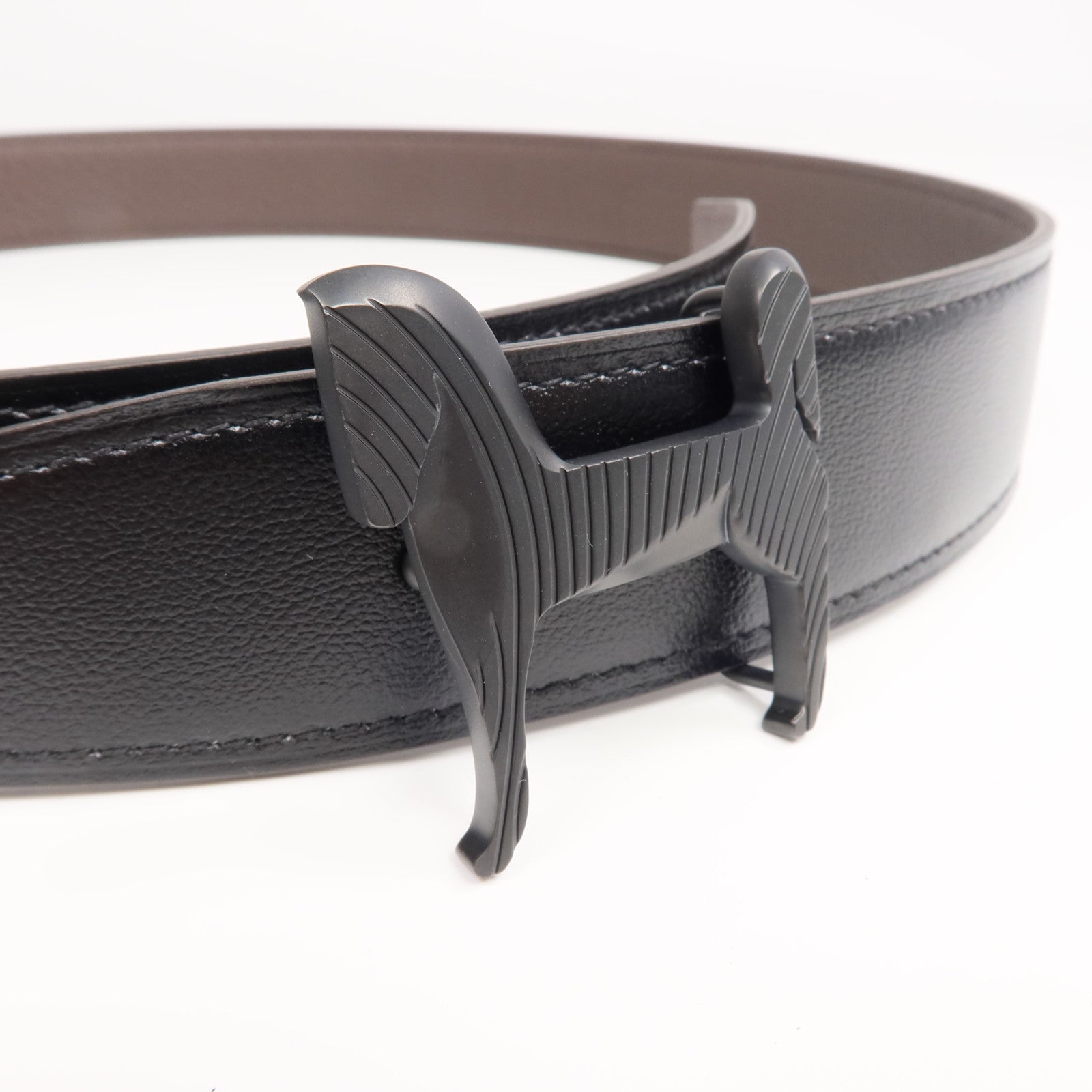 HERMES 【激減優惠】Togo/Box Calf皮革Belt皮帶Noir