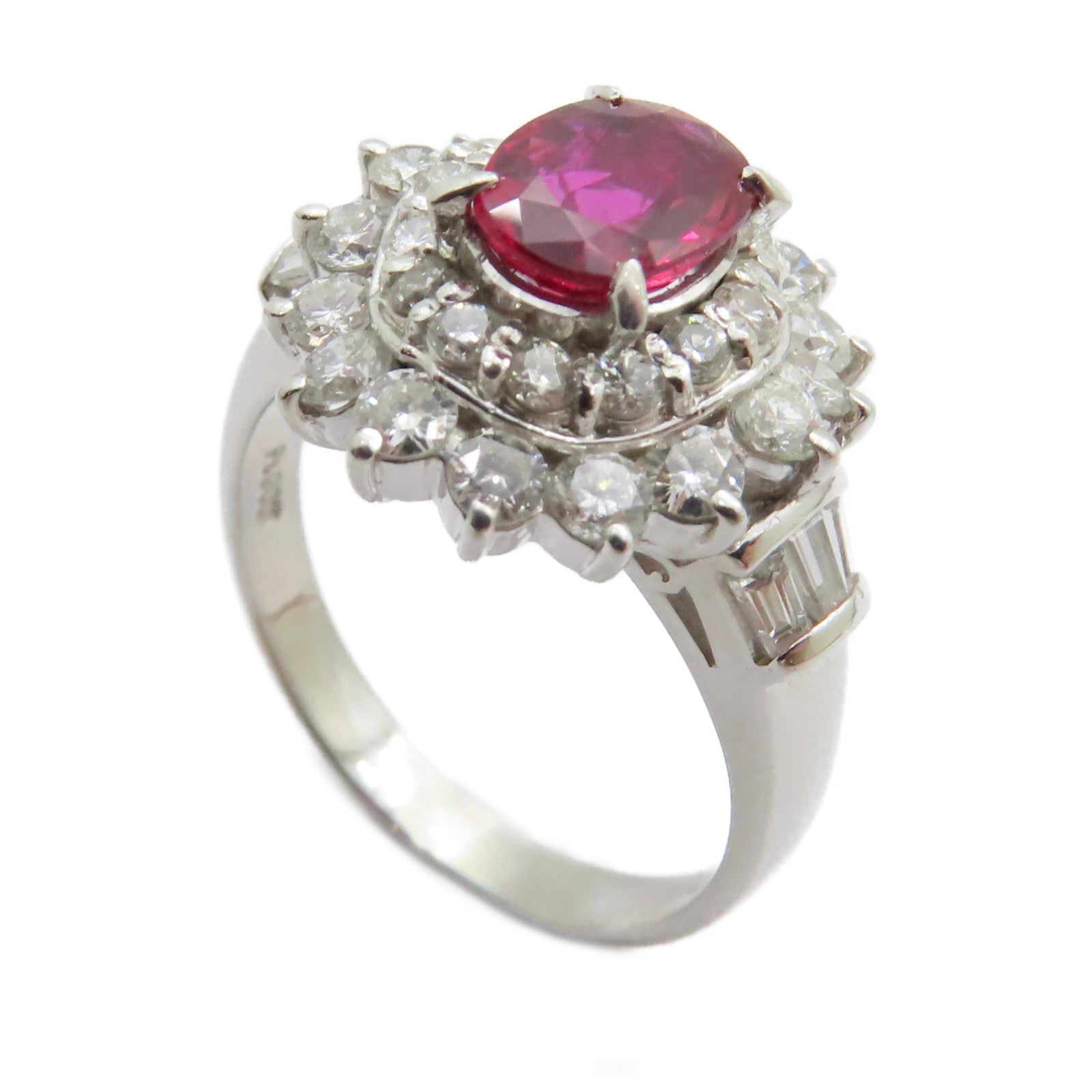 JEWELRY 【激減優惠】PT900鉑金Ruby Diamond Ring 0.97ct紅寶石/1.17ct鑽石戒指US#7