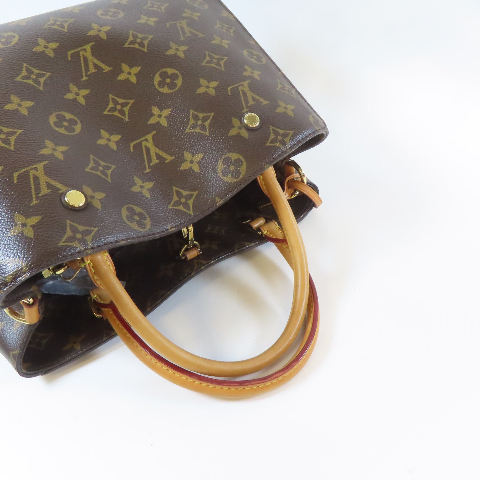 LOUIS VUITTON Monogram Montaigne MM金扣手挽肩背兩用袋啡色